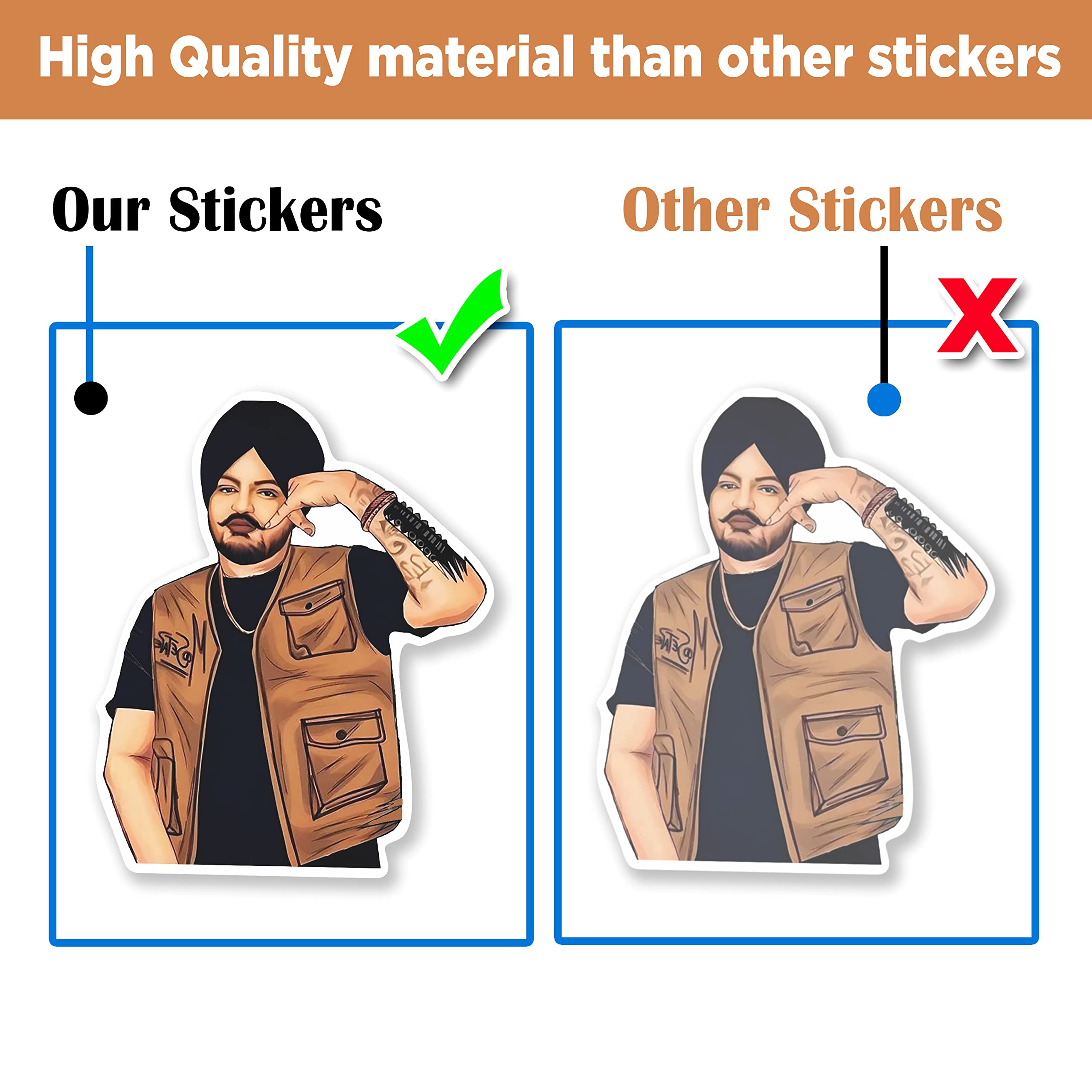 Wonder Hub Vinyl Sidhu Moosewala Reusable Sticker s (Pack of 30) Waterproof, Non-Tearable Reusable Sticker s for Cars, Bikes, Wall, Notebooks, Legend Never Dies 3