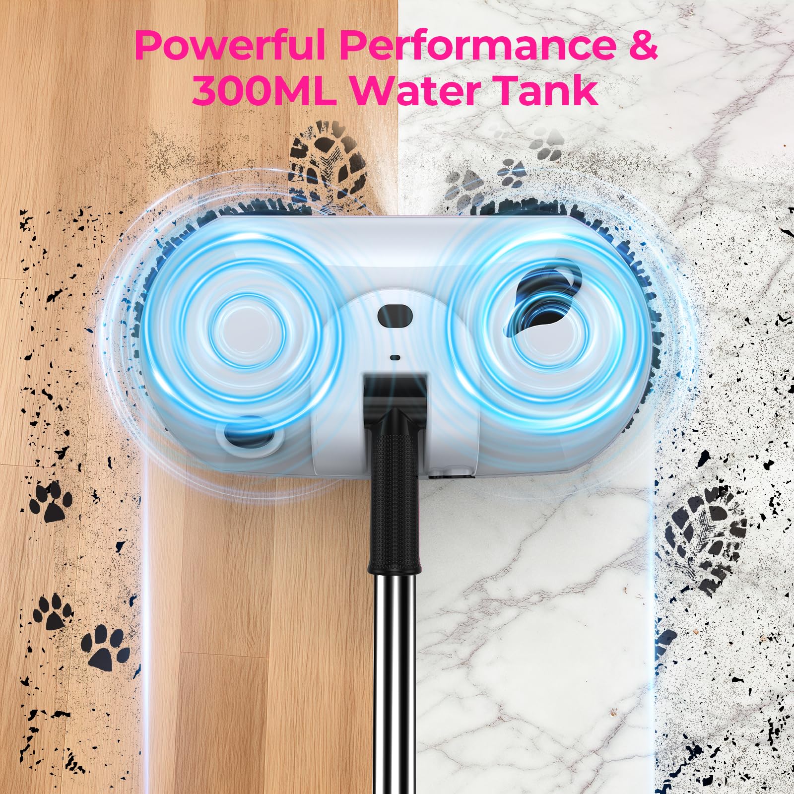 ScrubWiz Cordless Electric Spin Mop with Water Sprayer, Self-Propelled  Floor Cleaner for Hardwood & Tile, Quiet Cleaning, Adjustable Handle,  2500mAh Long-Lasting Battery, 300ml Tank, Snow White : Amazon.sg: Home