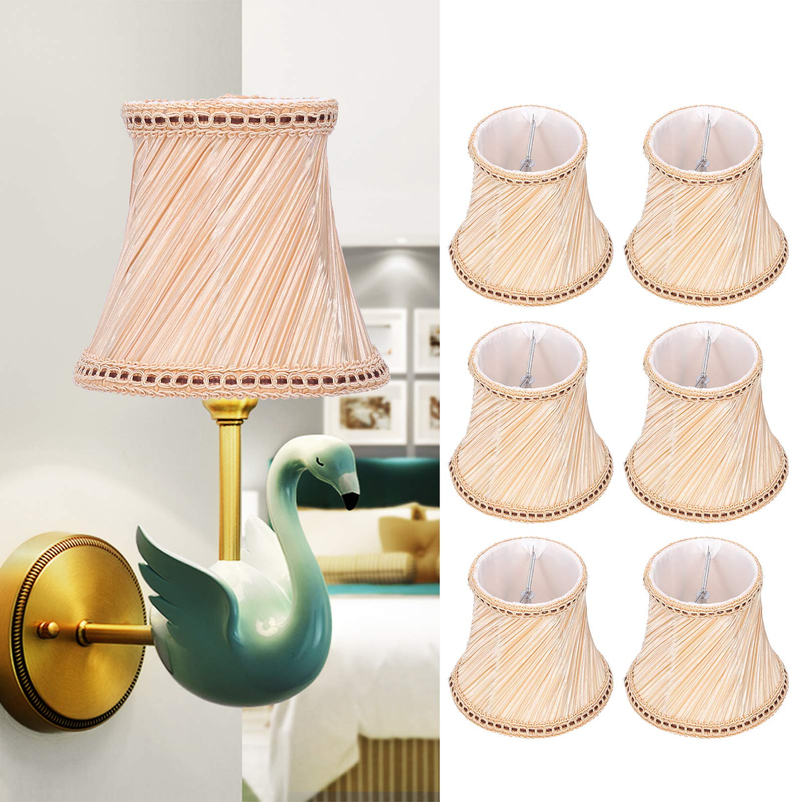 MAGT Lampenkap, 6 stuks witte prachtige stoffen kroonluchter MAGT Lampenkap, 6 stuks witte prachtige stoffen kroonluchter