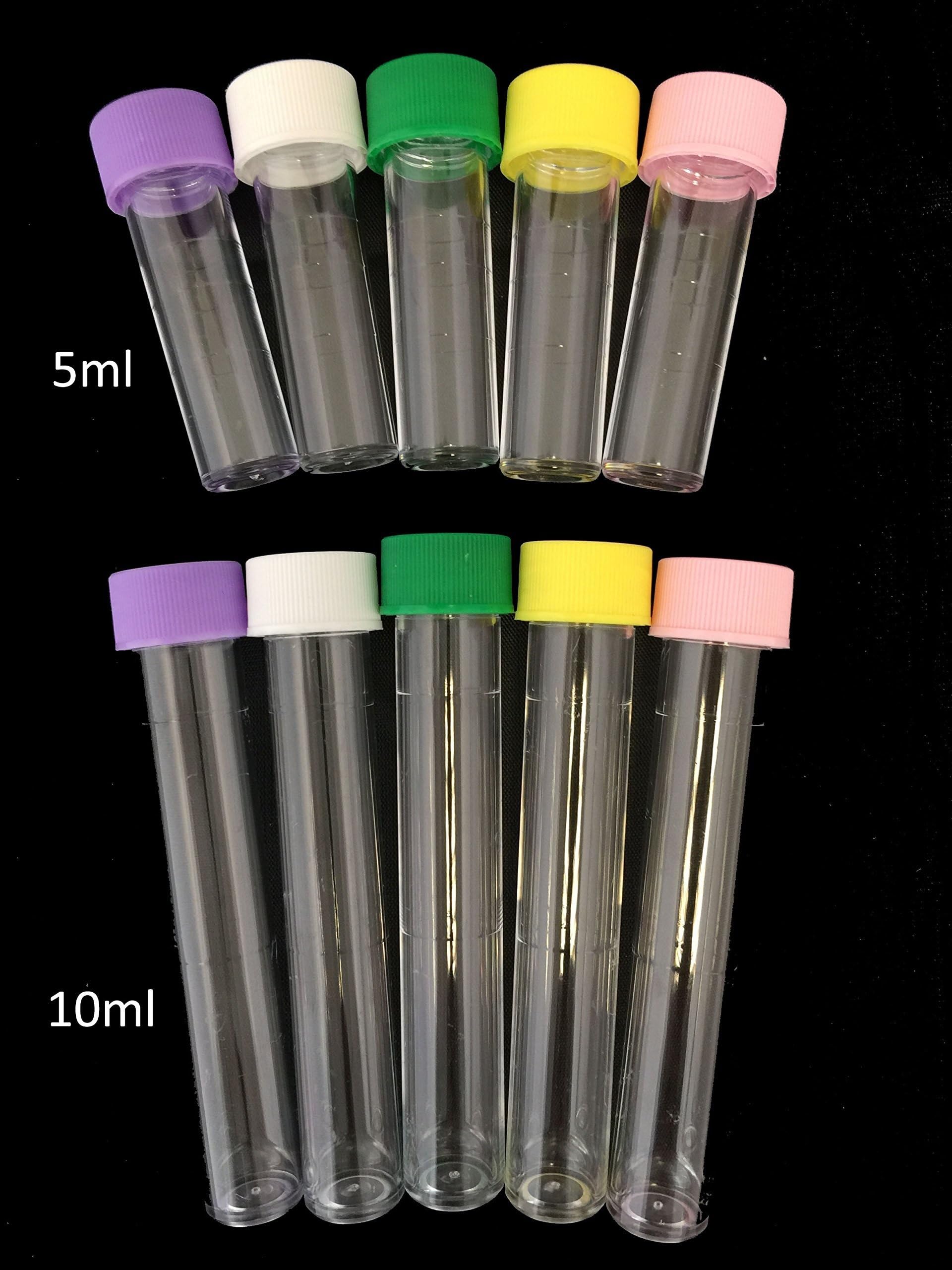Provette in polistirene trasparente da 5ml con tappi a vite - Vial per campioni per hobbistica e laboratorio (Confezione da 10)(200)