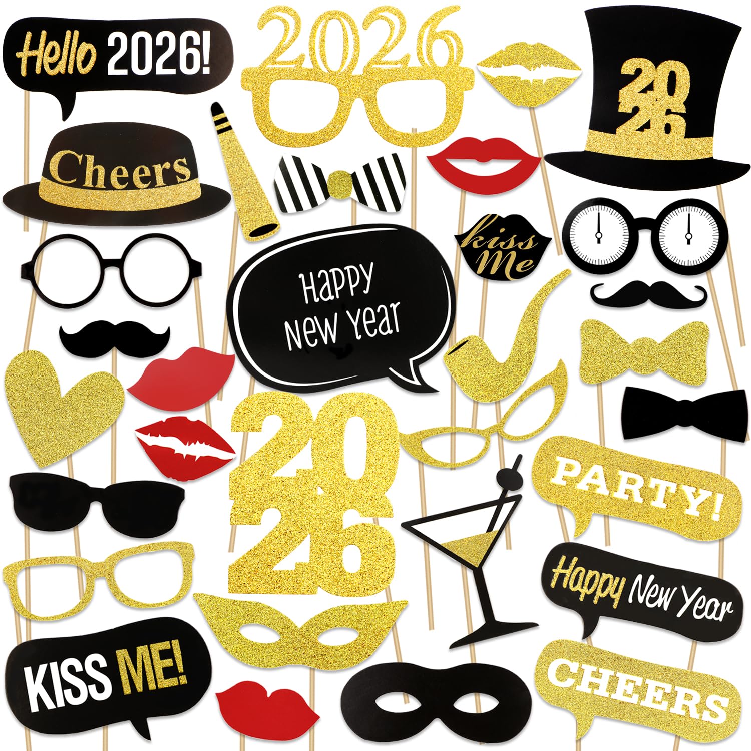 HOWAF 24Pcs Decoration Nouvel An 2024, Bonne Année 2024 Chapeaux De Fête Du Nouvel An 2024