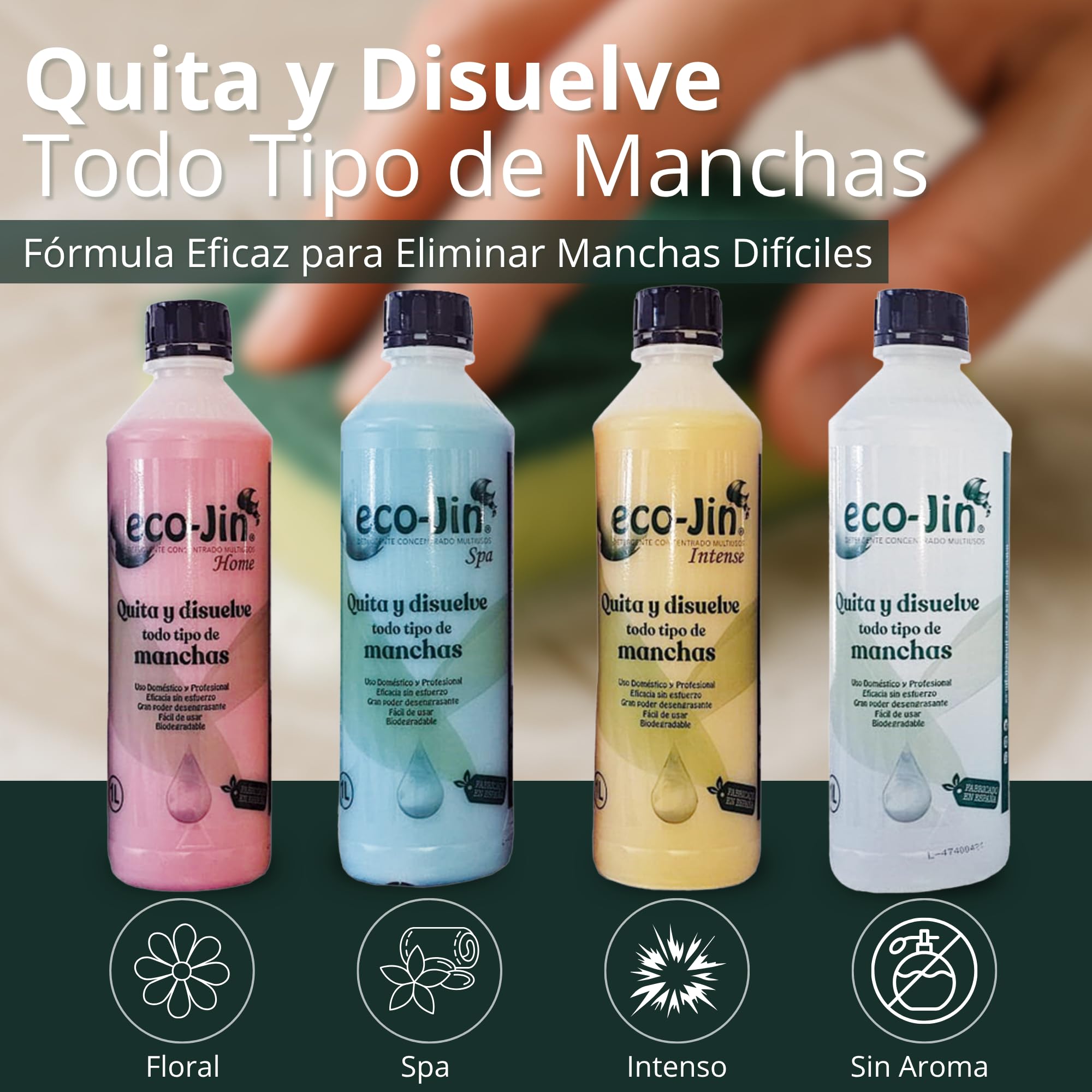Eco-Jin Pack (SPA - Intense - Home - Neutro) | 4 Difusores | Plumero | Cepillo Juntas Amarillo | Cepillo Textil Rosa | 4 Bayetas Microfibra | 4 Estropajos con Esponja | Bola Descalcificadora