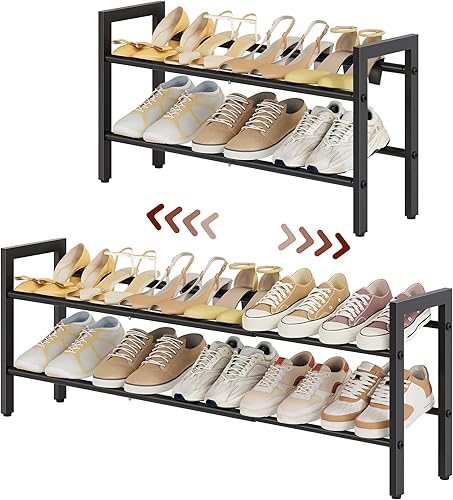Miniatura 19 de FAVOOSTY - Zapatero expandible de 4 niveles, organizador de almacenamiento de zapatos ajustable que ahorra espacio, zapatero de metal que se monta