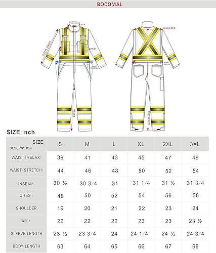 Miniatura 5 de BOCOMAL FR Coverall - Overol de alta visibilidad ignífugoignífugo de alta visibilidad con grifos reflectantes de 4 pulgadas