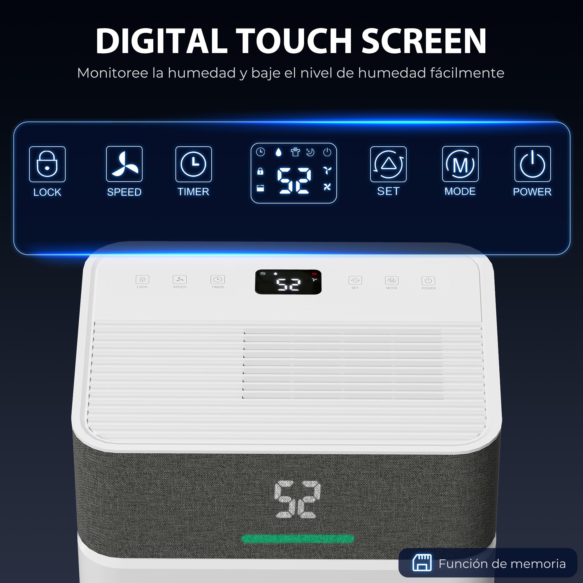 HOMCOM Deshumidificador 12L/día Depósito 2,1L Silencioso Eléctrico 12-25㎡ | 4 Modos, Pantalla LED, Temporizador, Apagado Automático, Bloqueo Infantil, Drenaje Continuo