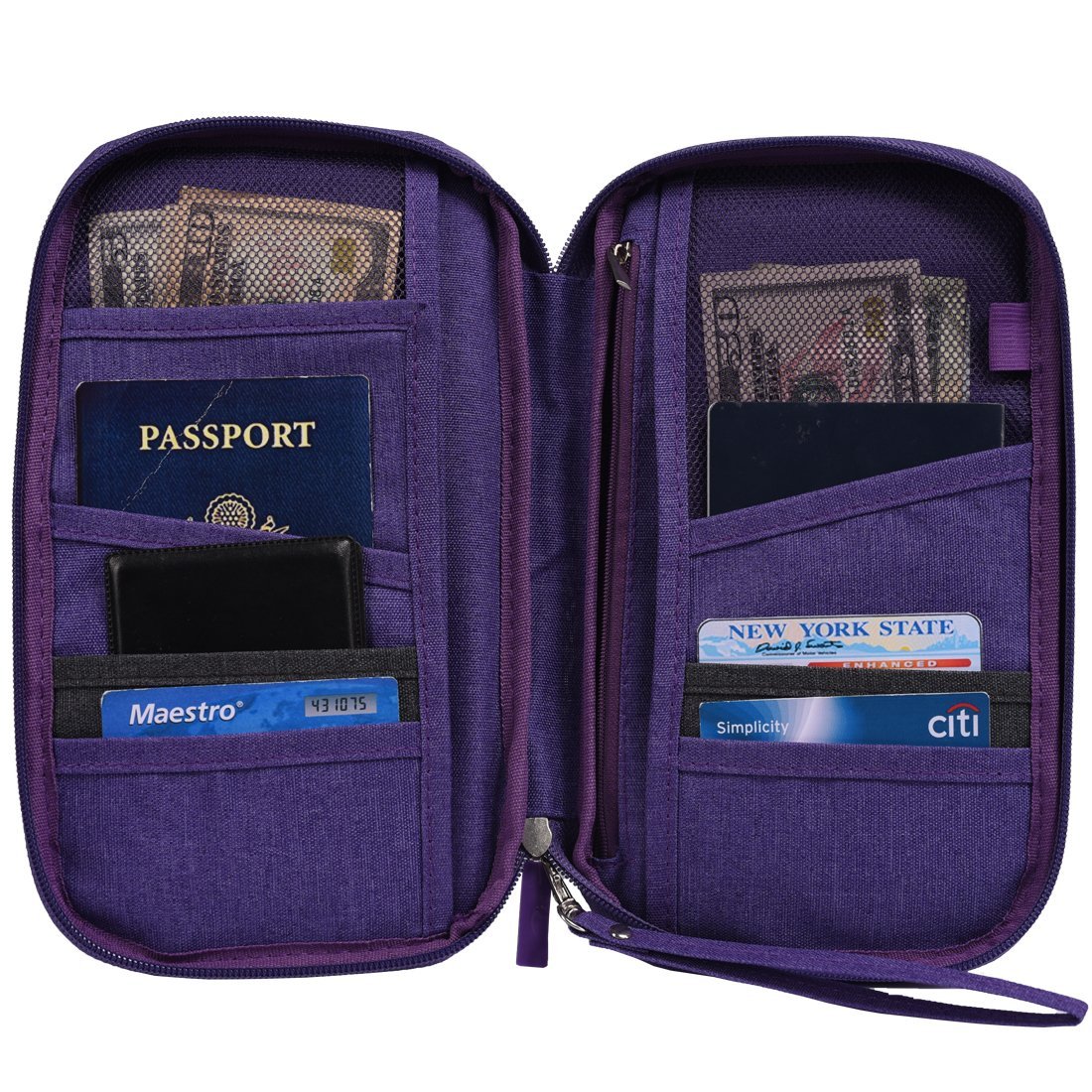 Hopsooken Travel Wallet & Passport Holder Organizer Rfid Blocking ID Card Pouch (Purple)