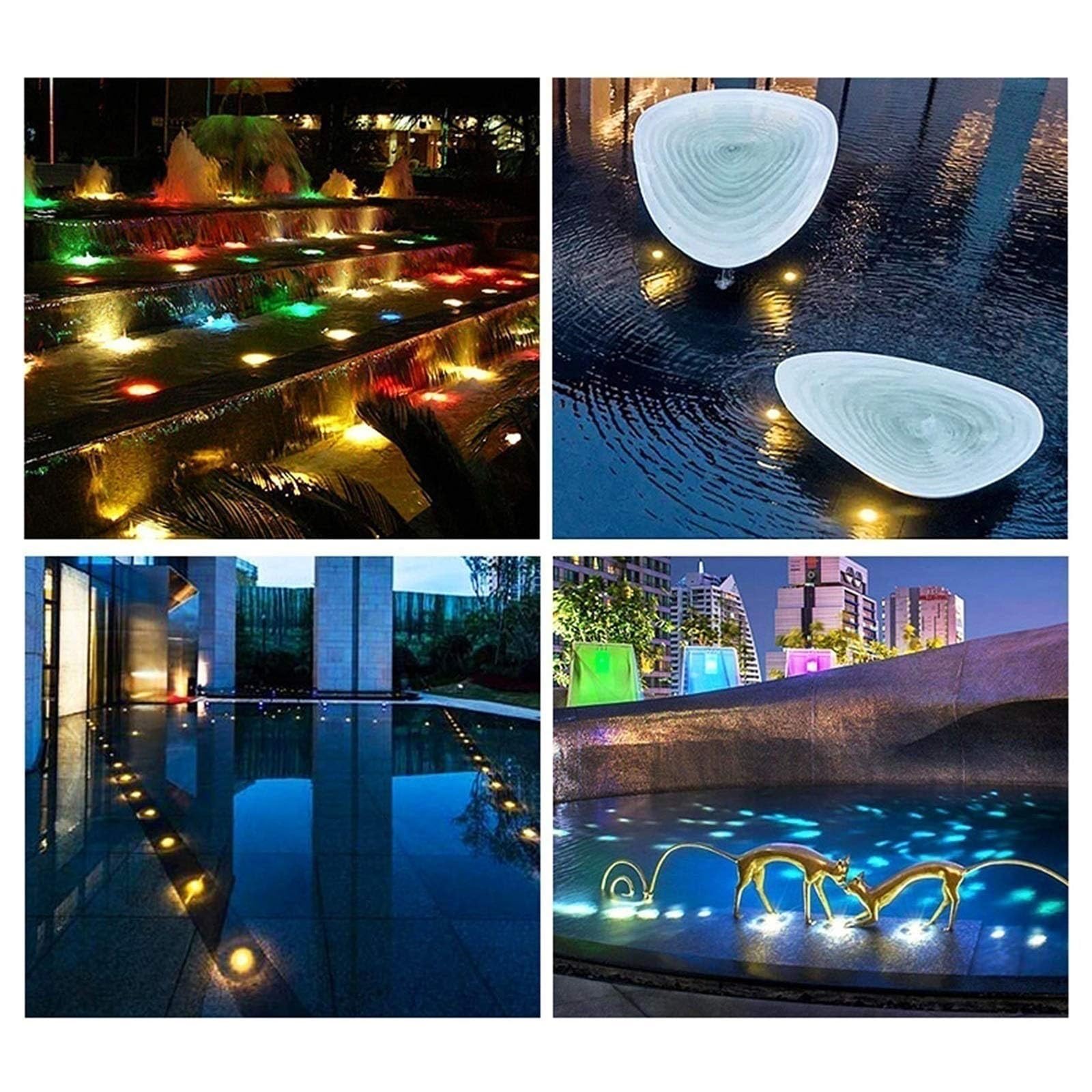 Faretto RGB for laghetto subacqueo con telecomando, luci paesaggistiche esterne impermeabili IP68, luce LED sotterranea, for piscina da giardino(12V,18W)