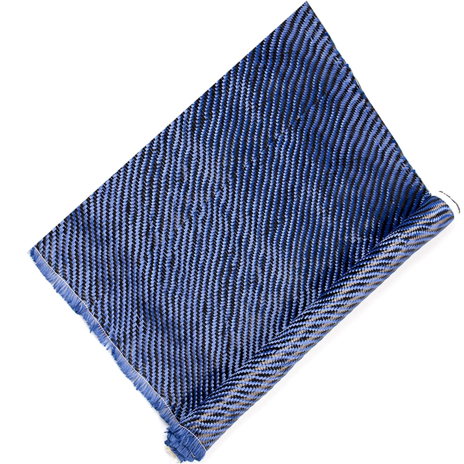 Blue Black Carbon Fiber Fabric 50cm x 100cm 2x2 Twill Weave 3K 200g Cloth for Custom Parts Car Boats and More