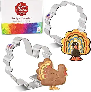 Thanksgiving Turkey Cookie Cutters 2-Pc.Set Made in USA by Ann Clark, Turkey, Front Facing Turkey