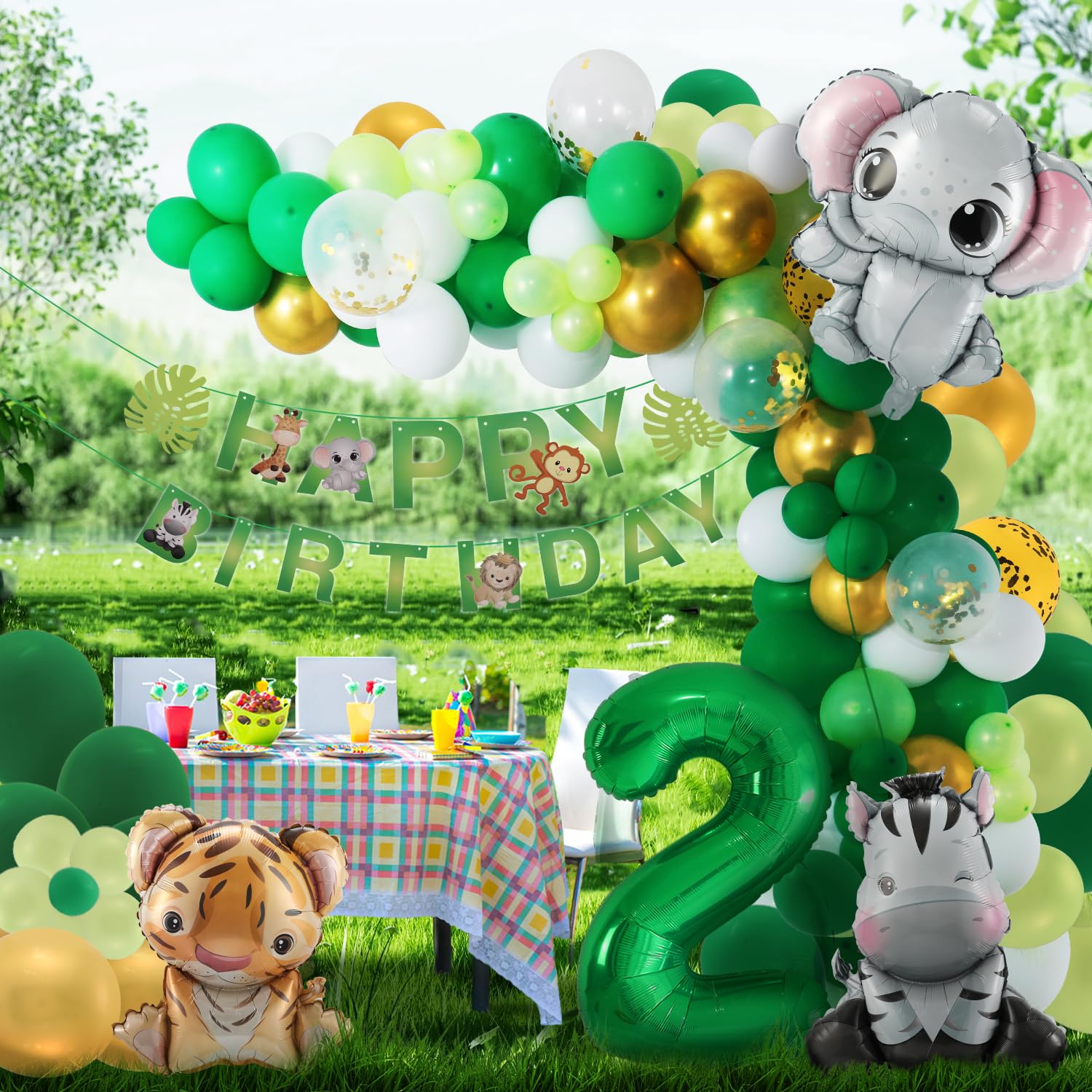 5 Palloncini Animali Della Giungla In Alluminio | Leone, Zebra, Elefante, Scimmia, Ghepardo | Decorazioni Per Festa Compleanno Bimbi