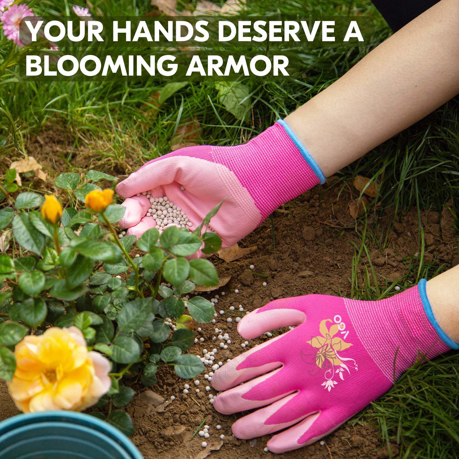 VGO 3 works Women’s Gardening Gloves - Non-Slip Nitrile Coated, Machine Washable & Breathable for Outdoor,DIY, Ranch,Camping - Image 2