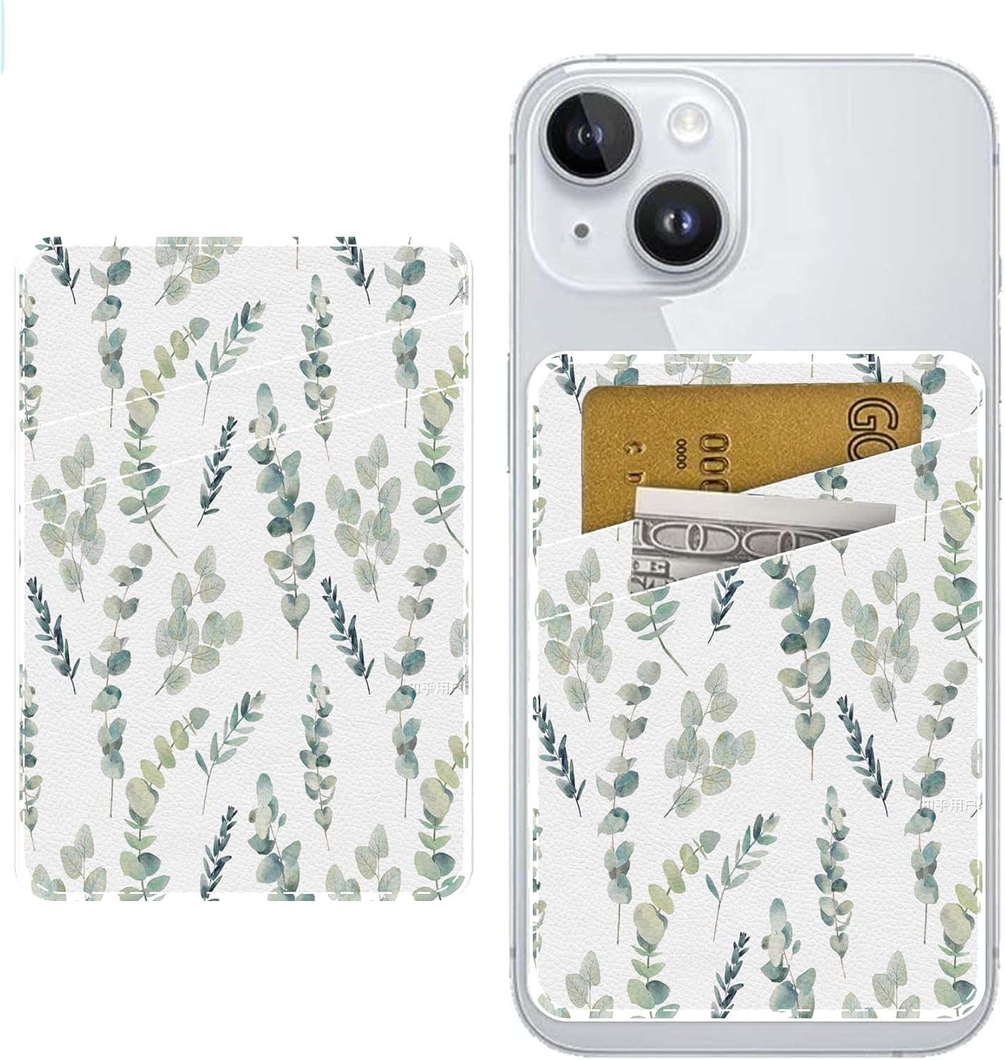 SXboxing Leather Phone Card Holder, Adhesive Phone Wallet