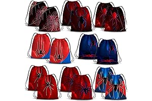 EYNDYN 16 PCS Spider Web Drawstring Bags: Spectacular Spider-Gwen Birthday Extravaganza