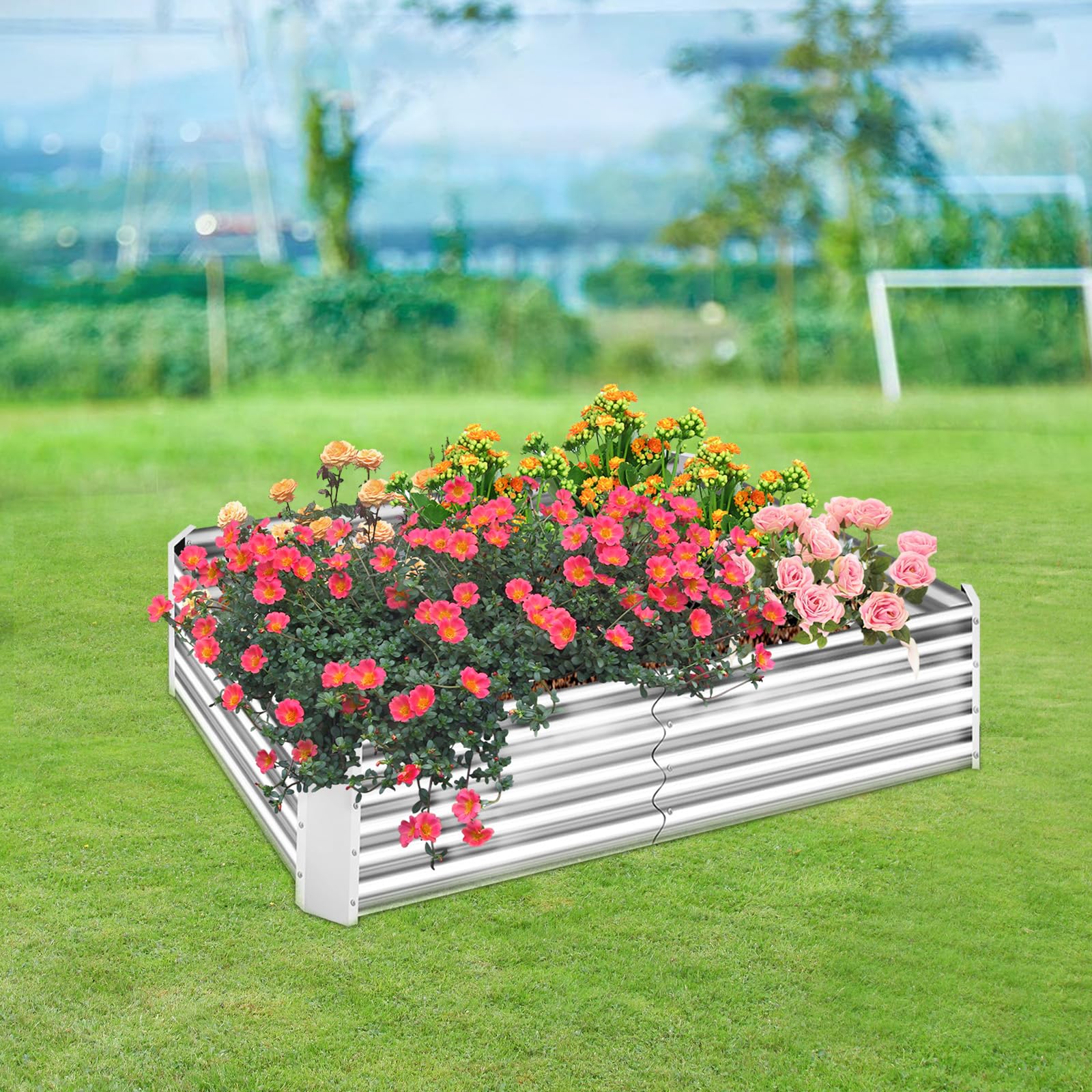 Garden Beds 3-Tier Modular Planter Boxes With Safety Edging And Open Bottom  For Outdoor Gardening Raised Bed-67 - The Home Depot Galvanized Steel Raised  Garden Bed, image size:1600x1600