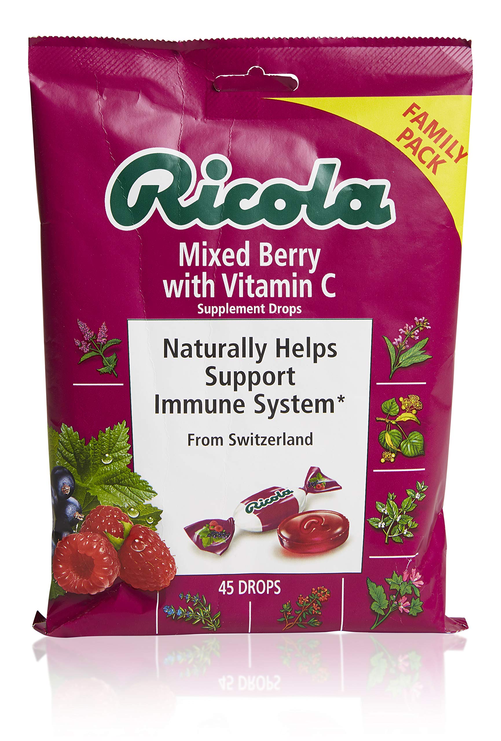 Ricola® Mixed Berry with Vitamin C Supplement Drops 45 ct Bag