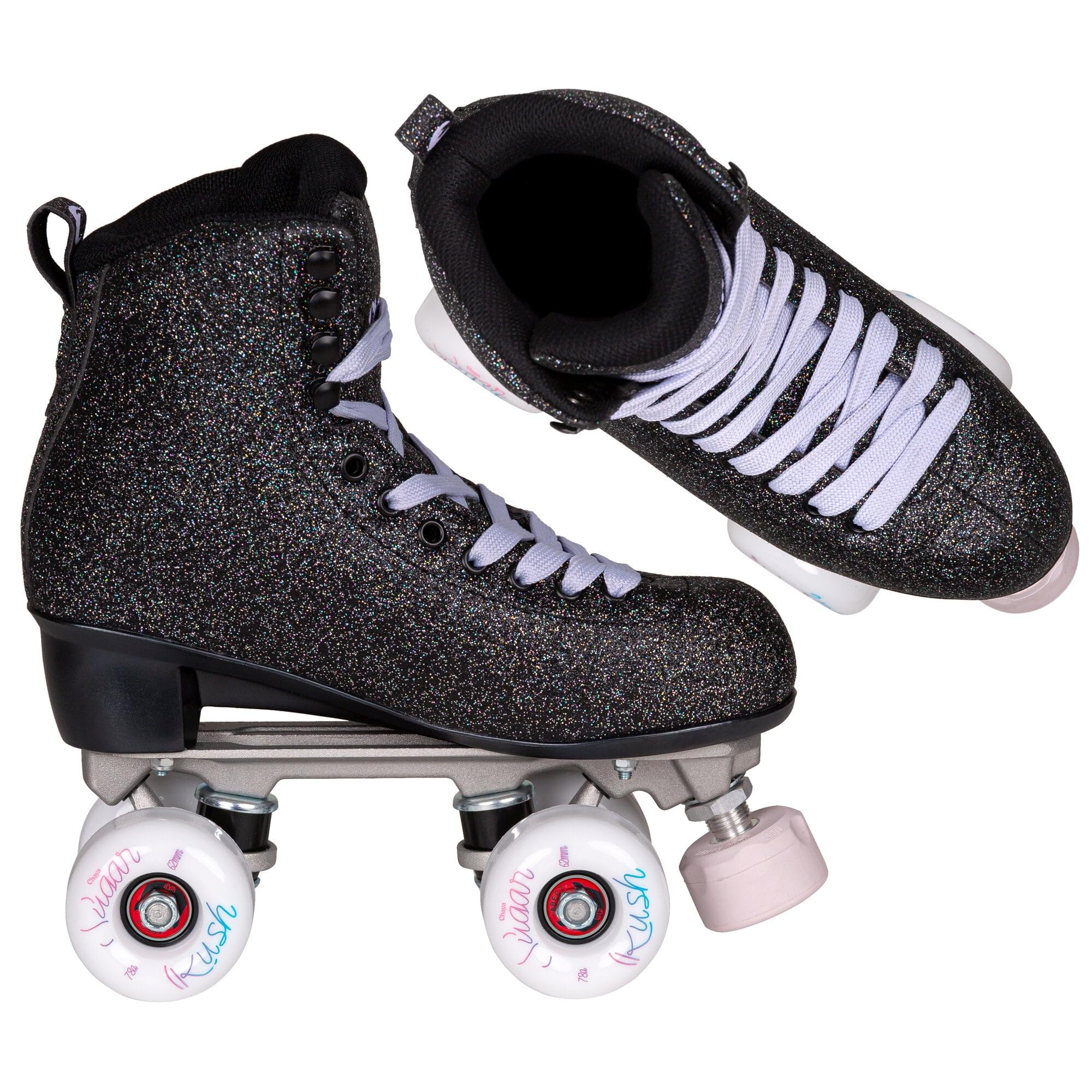 Chaya Rollschuhe Deluxe Starrynight - Roller Skates für Damen und Herren im Retro-Look für Roller-Disco - Roll-Schuhe in Schwarz