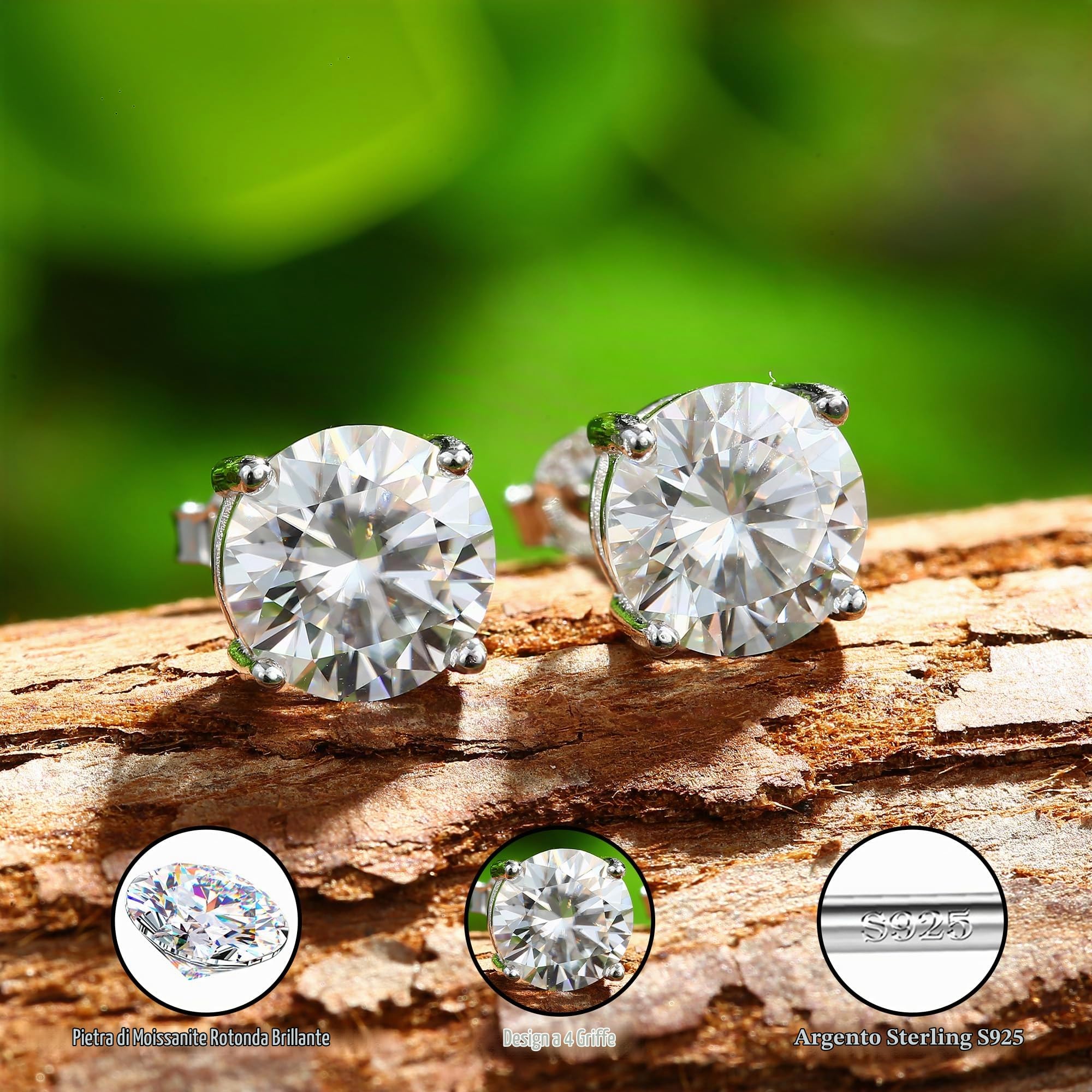 SLLAISS Orecchini Uomo Moissanite Argento 925
