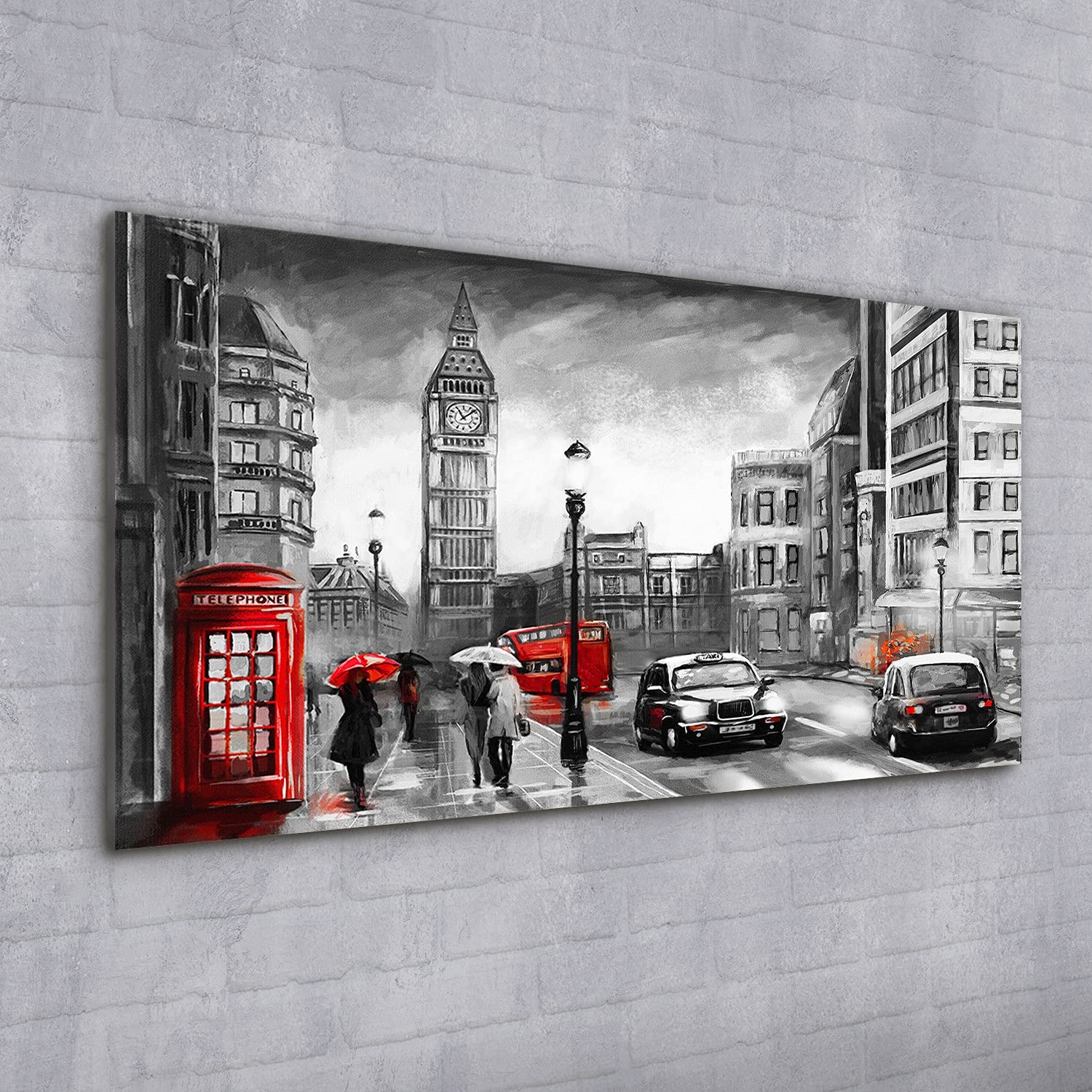 Coloray Pintura acrílica 100x50cm Arte Mural Sala De Estar Cuadro De Pared Vidrio Acrílico - Londres Big Ben Car