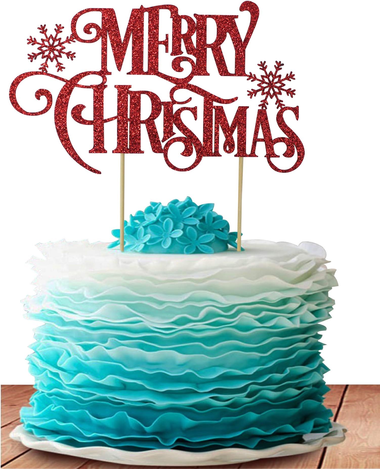 GrantParty Merry Christmas Cake Topper - Holiday Santa and Reindeer Cake Decorations - Happy New Year 2020 Hello 2020 Sign(Green Christmas)