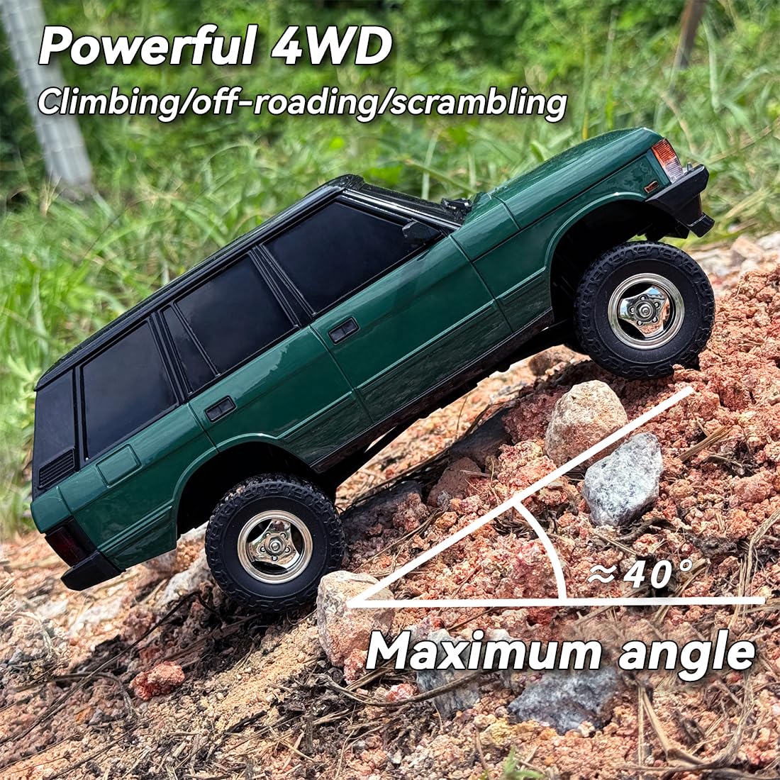 RC Draft Crawlers, skala 1/18 2,4 G 3CH 4WD Off-Road RC model samochodu z wysuwanymi reflektorami, prezent dla dorosłych (wersja RTR/zielony)