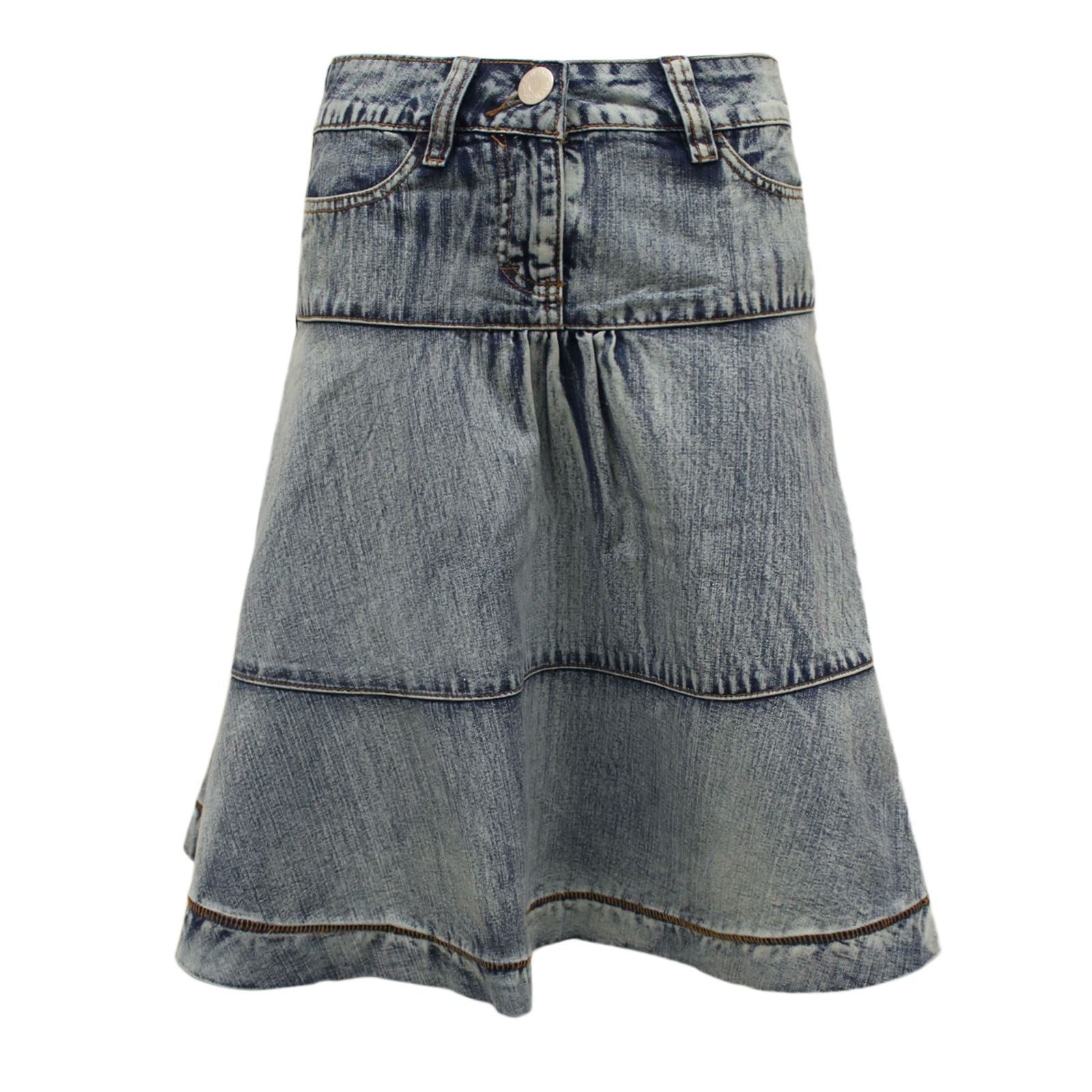 Envy Boutique Women's Denim Blue Flared Casual A-Line Knee Lenght Jeans Skirt