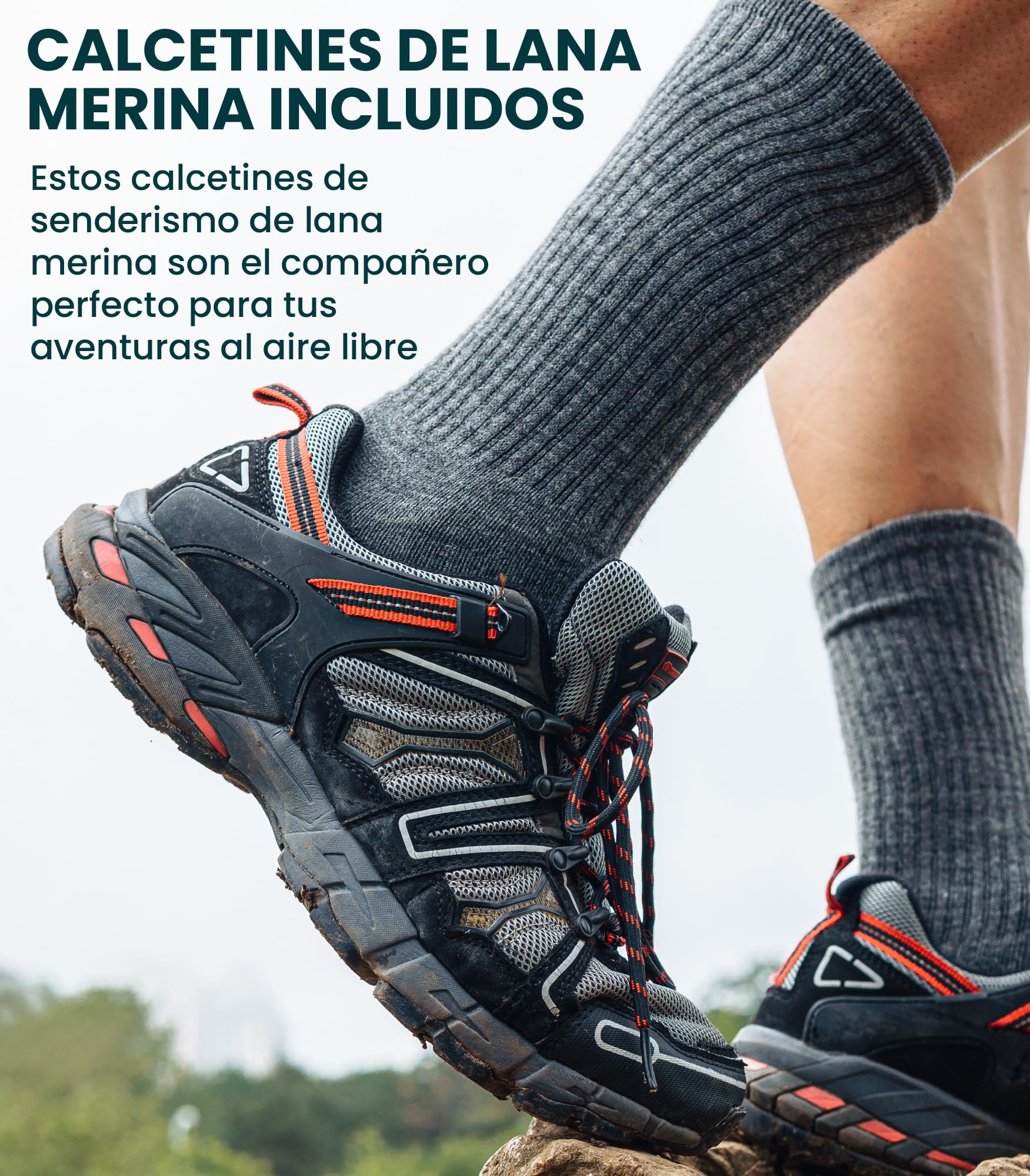 Camiseta Lana Merino Hombre 100% con Calcetines Merino.tech