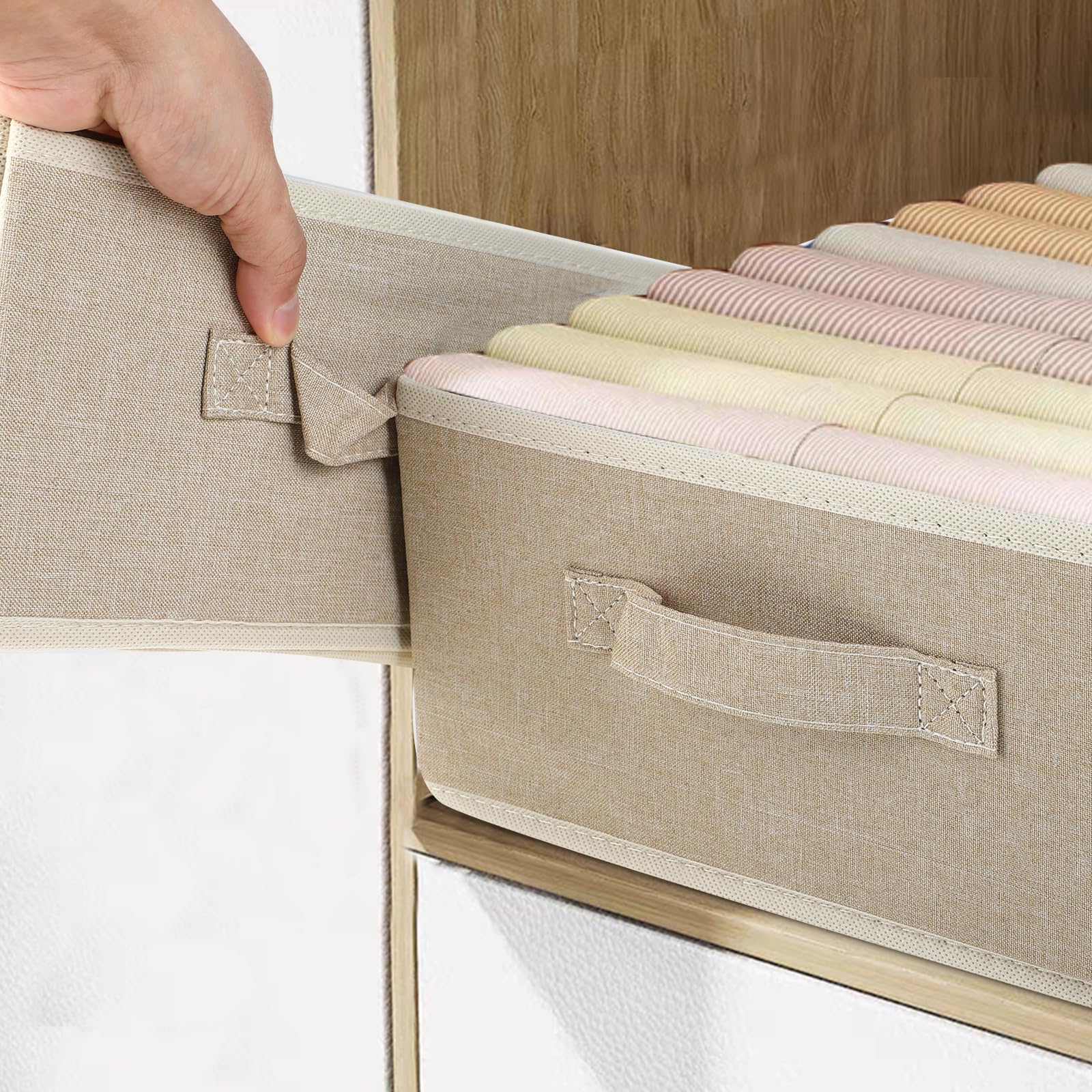 JAKAGO Wardrobe Storage Boxes 4 Pack,Foldable Superior Clothes Drawer Organisers 39 x 29 x 14 cm - Image 2