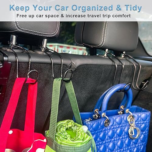 Miniatura 5 de Idefair Gancho de coche para bolsos y bolsas, paquete de 4 ganchos para reposacabezas para asiento trasero de almacenamiento para camión (4 x tamaño
