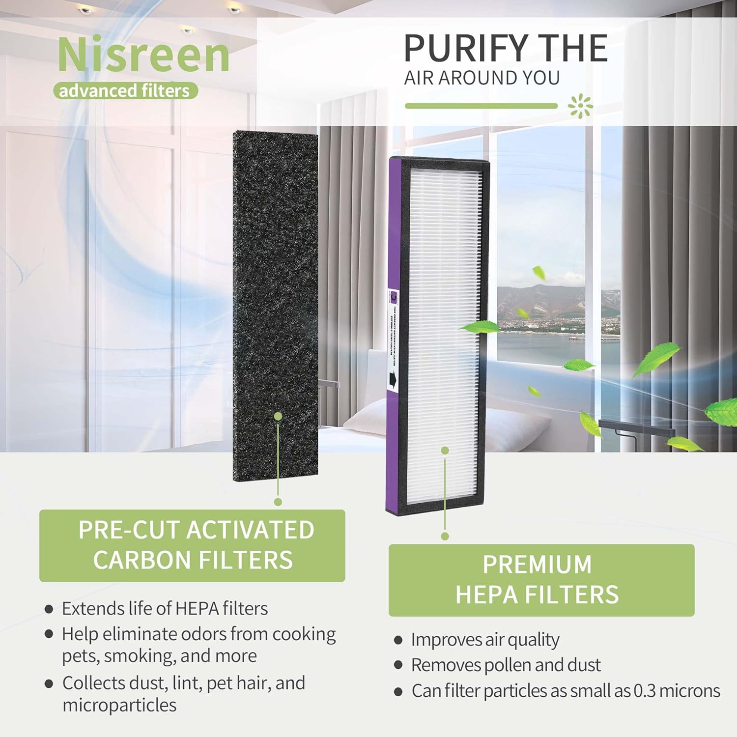FLT5250PT Replacement Filter Compatible with Germ-Guardian Filter C Pet True Hepa Filter Air Pu-rifier AC5250PT AC5000E, 4 HEPA and 6 Pre-Filter