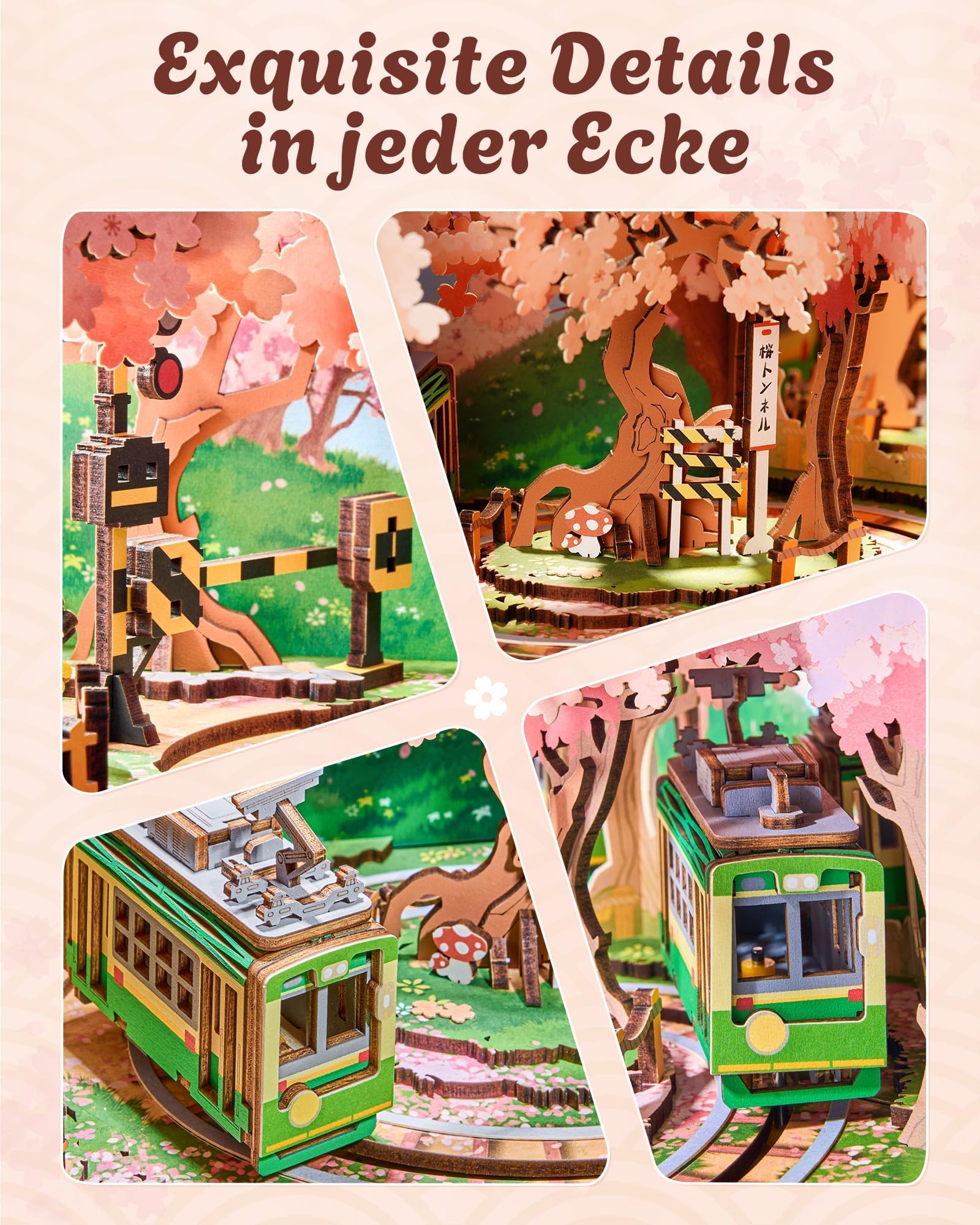 ROBOTIME Puzzle 3D de Madera Caja de Música Sakura Dreamy Tour, Maquetas para Construir Adultos con Luces y Música Clásica, Decoración del Hogar, Regalo Creativo para Mujeres y Niñas