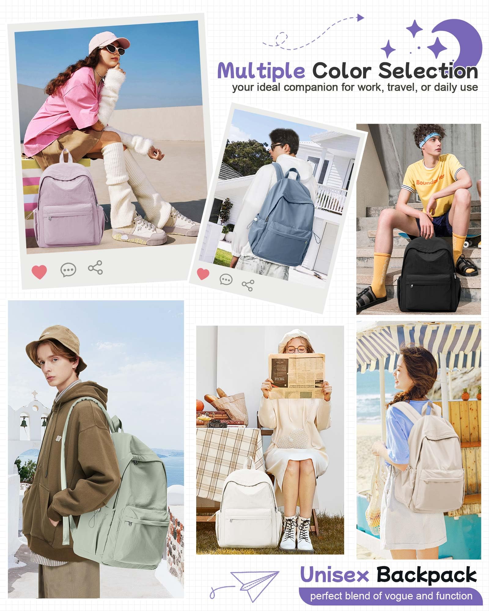 Black Backpack for School, High School Bookbag Back Pack for Teens Girls Boys, Lightweight College Backpack Book Bag for Women Men, Simple Casual Daypack Backpack Mochilas Escolares para Adolescentes