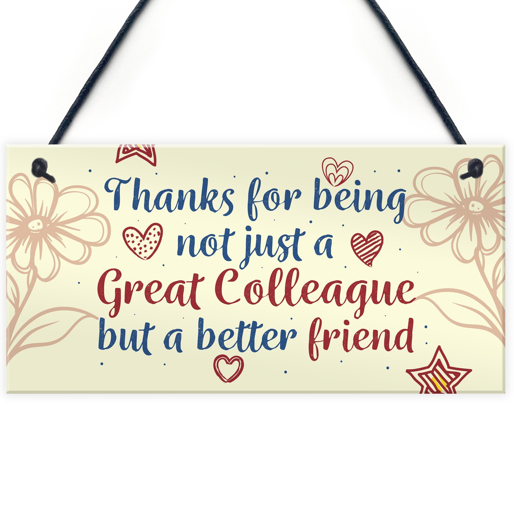 Red Ocean Work Colleagues Friendship Friend Hanging Wall Plaque Office Sign Thank You Colleague Gift