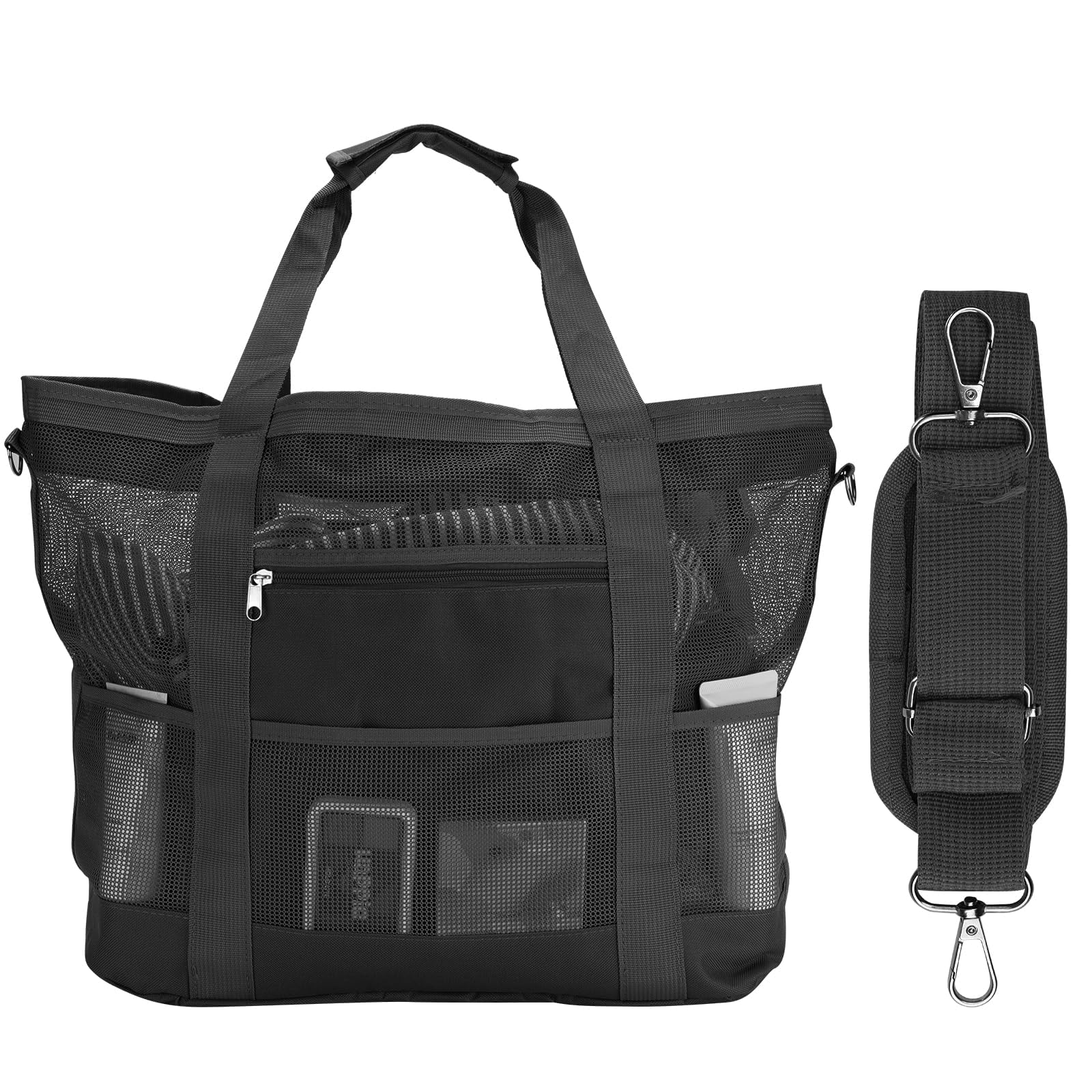 Mesh Beach Bags for Women - Plus Waterproof Sandproof Tote Bag
