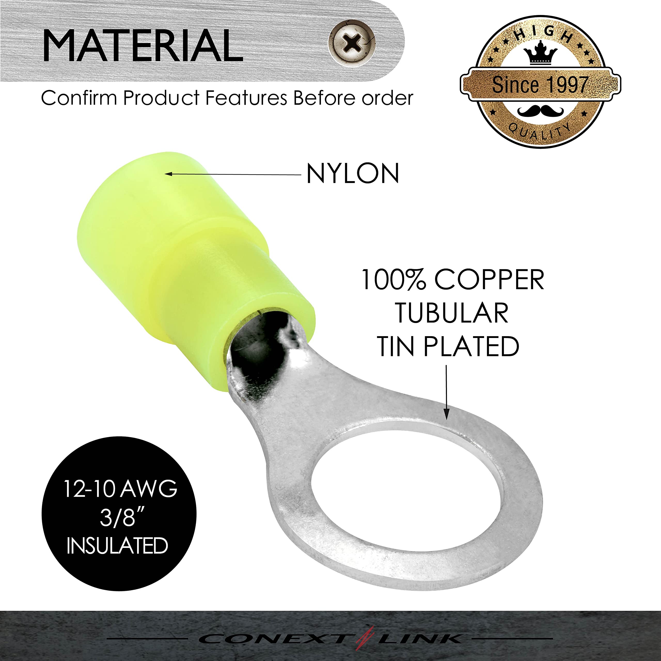 Conext Link RTN-38Y25 Nylon Ring Terminal 25 Pack (3/8