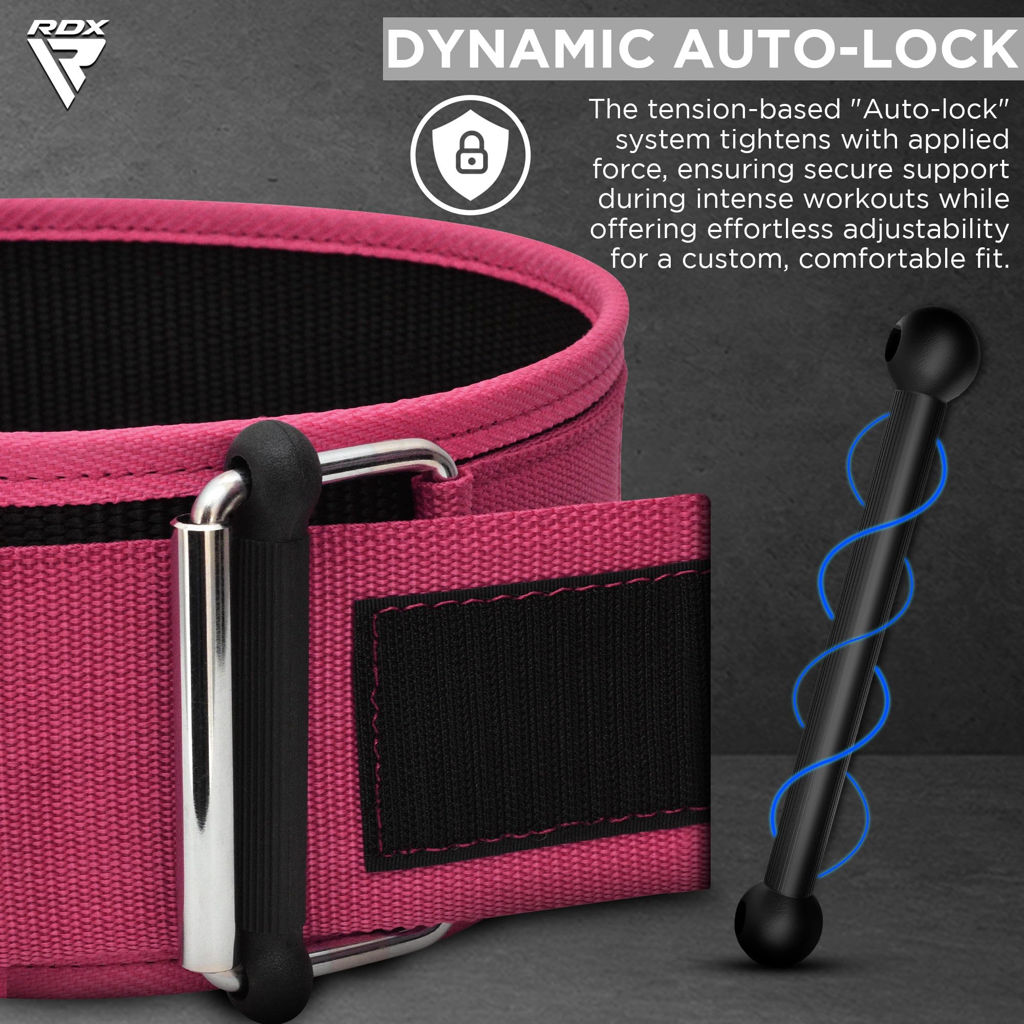 RDX Ceinture d'haltérophilie pour femmes 4 "Support lombaire dorsal réglable Bodybuilding, Powerlifting Entraînement de force fonctionnelle Exercice de base Fitness Workout Squats Deadlifts