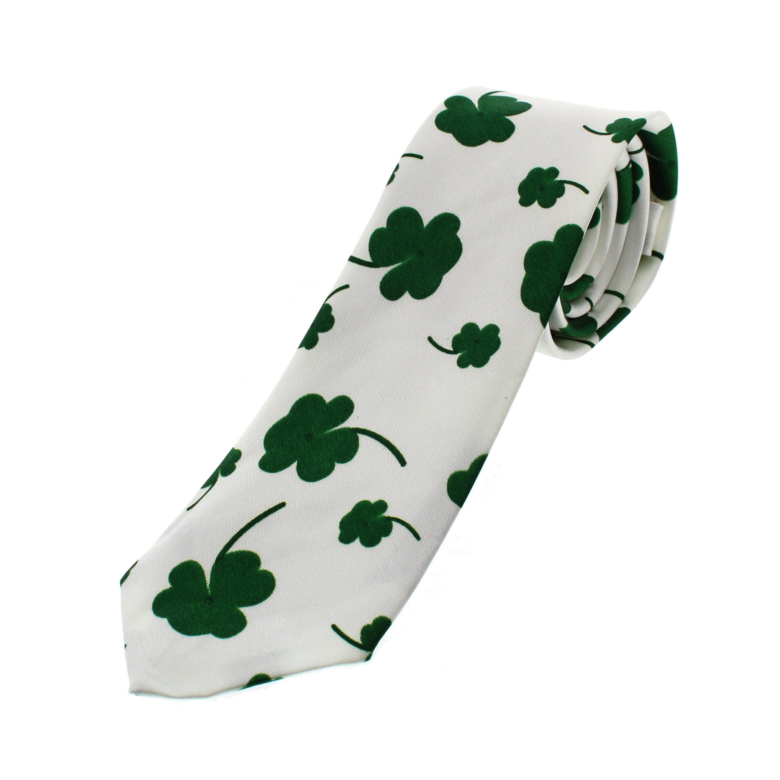 Zac's Alter Ego Unisex Kids White Fancy Dress St. Patrick's Day Clover Leaf Tie