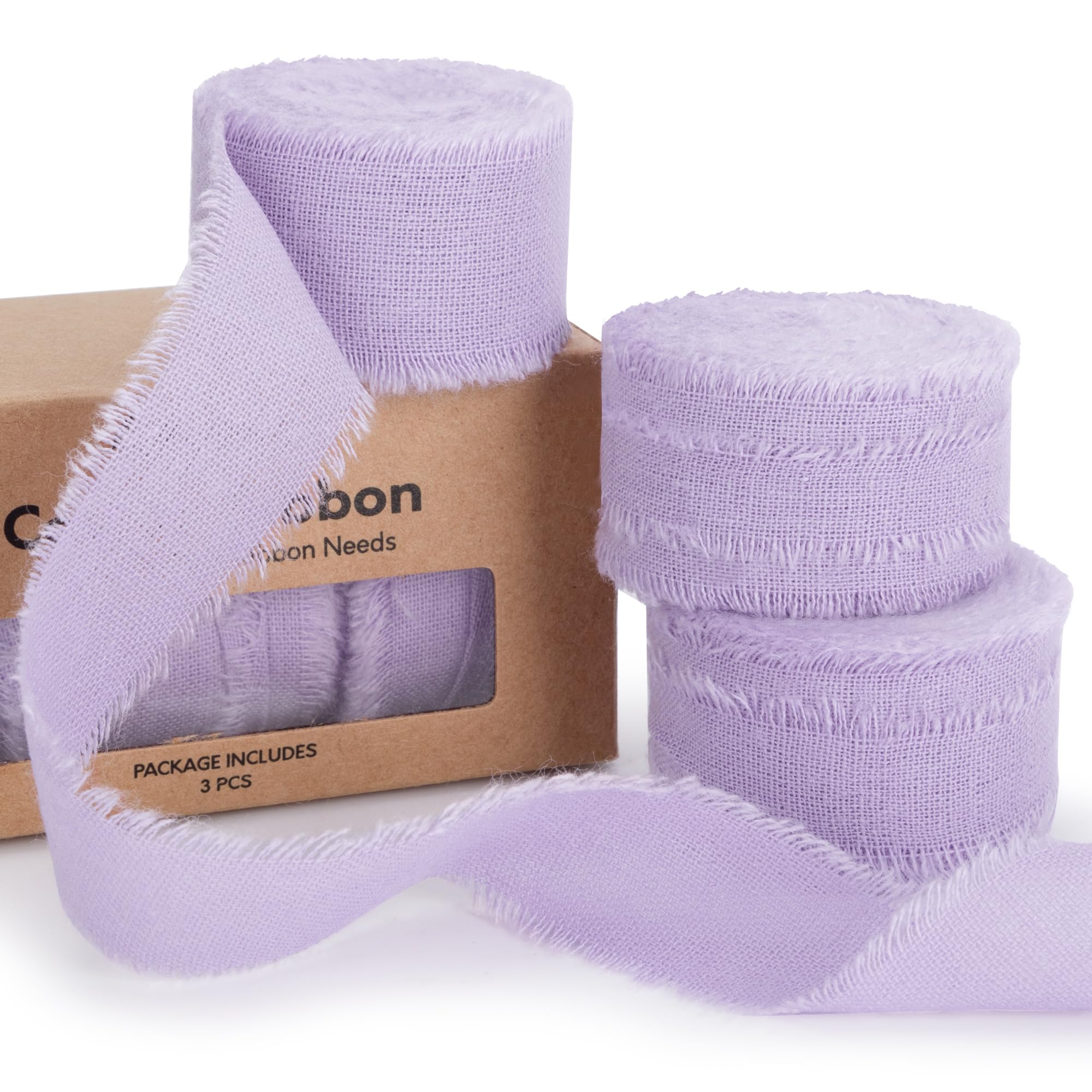 Keypan Cinta morada de 1 x 15 yardas con flecos deshilachados, cintas de algodón lavanda para envolver regalos, invitaciones de boda, ramo de flores, baby shower