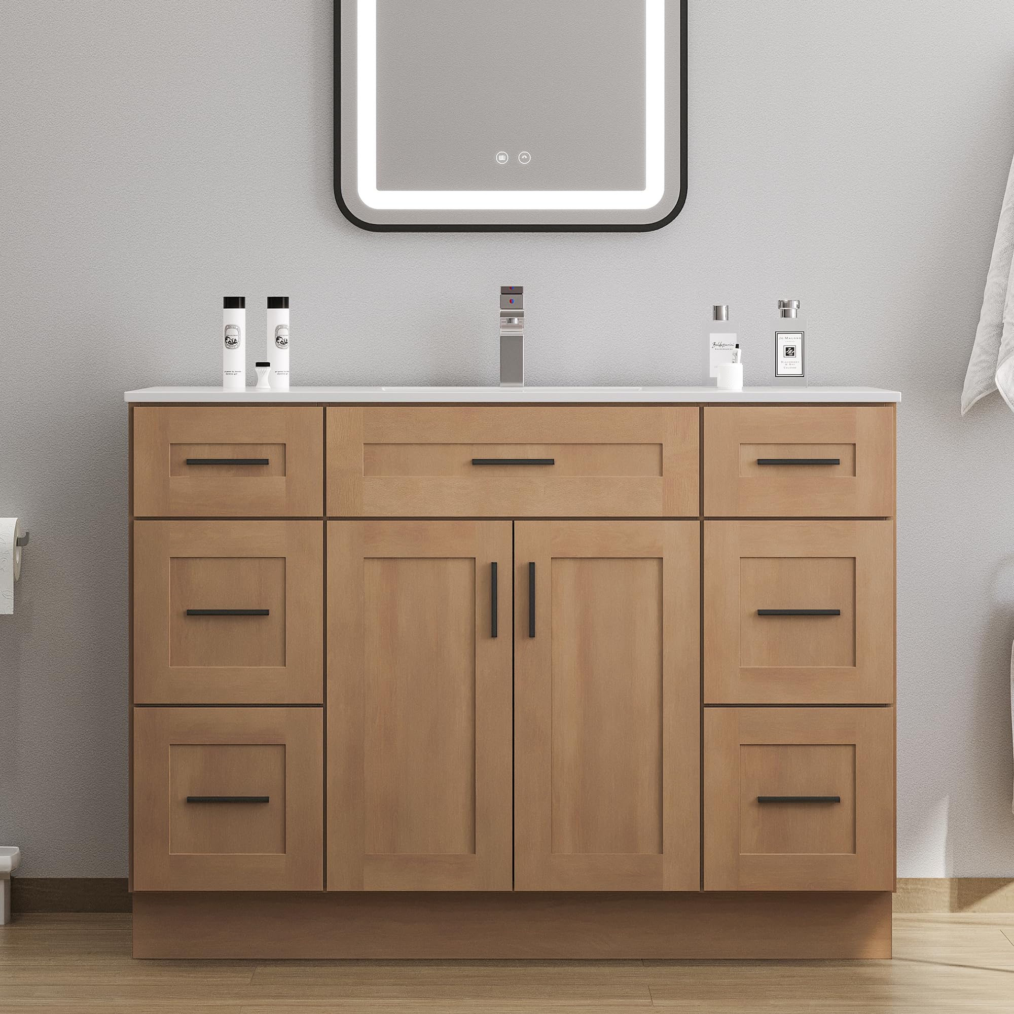 Chyanmoo 48-Inch White Undermount Ceramic Bathroom Vanity with