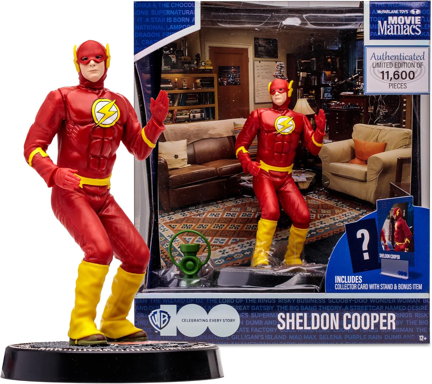 McFarlane Toys - WB 100: Sheldon Cooper (The Big Bang Theory) Movie Maniacs, 6in Posed Figure