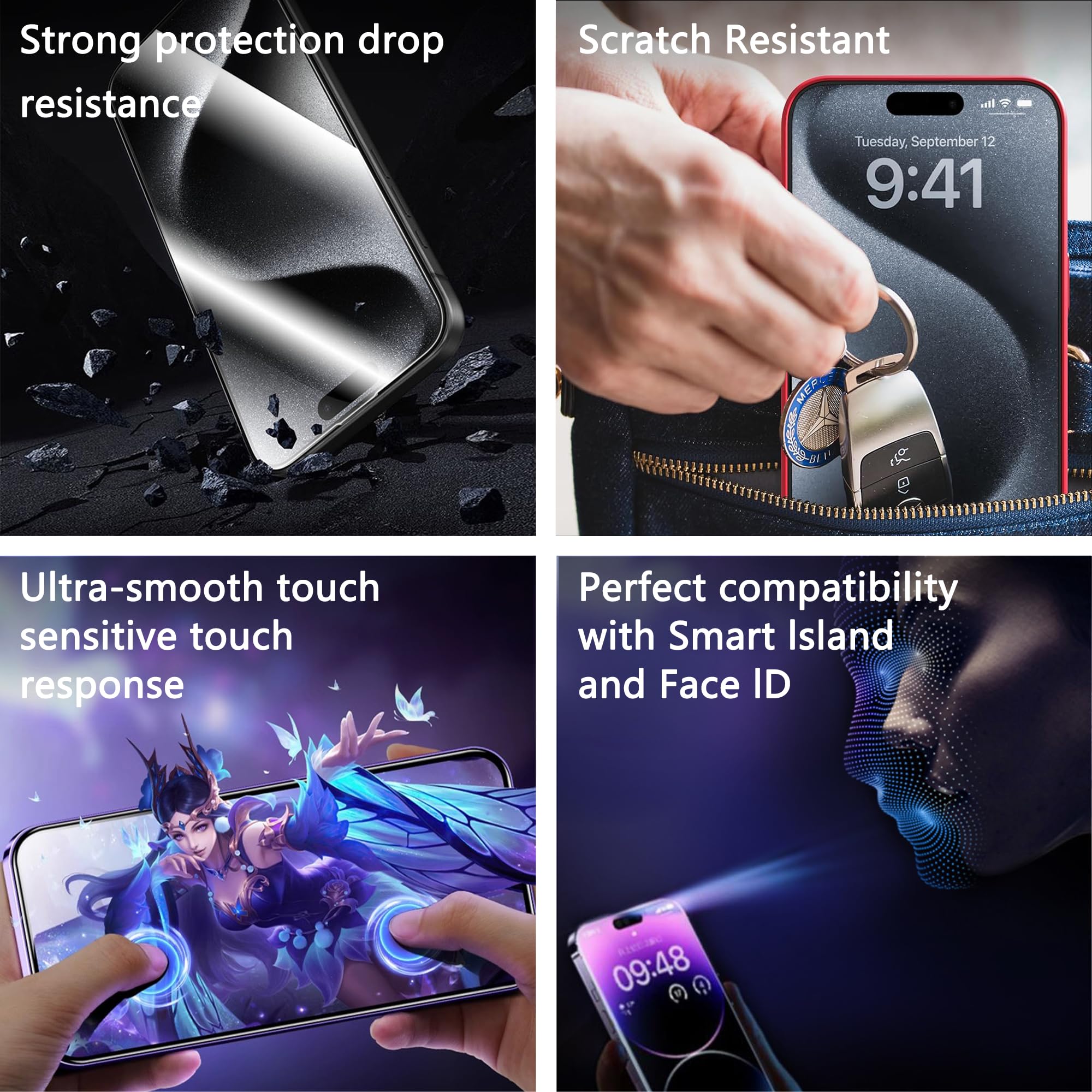 2 sztuki folii ochronnej na wyświetlacz ze szkła hartowanego do iPhone 12 i iPhone 12 Pro 6,1 cala, automatyczne usuwanie kurzu, bez pęcherzyków powietrza, wysoka rozdzielczość, łatwa