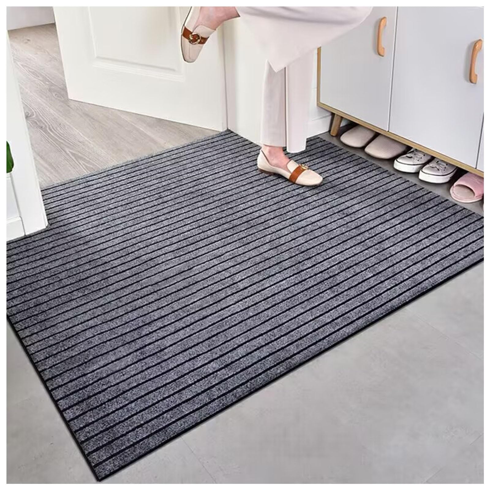 Zerbino Ingresso Esterno E Interno Antiscivolo, Tappeto Entrata Assorbente Sottile 6 Mm In Gomma TPR, Tappetino Lavabile Per Porta Casa Corridoio E Ufficio(85 x 145 cm)