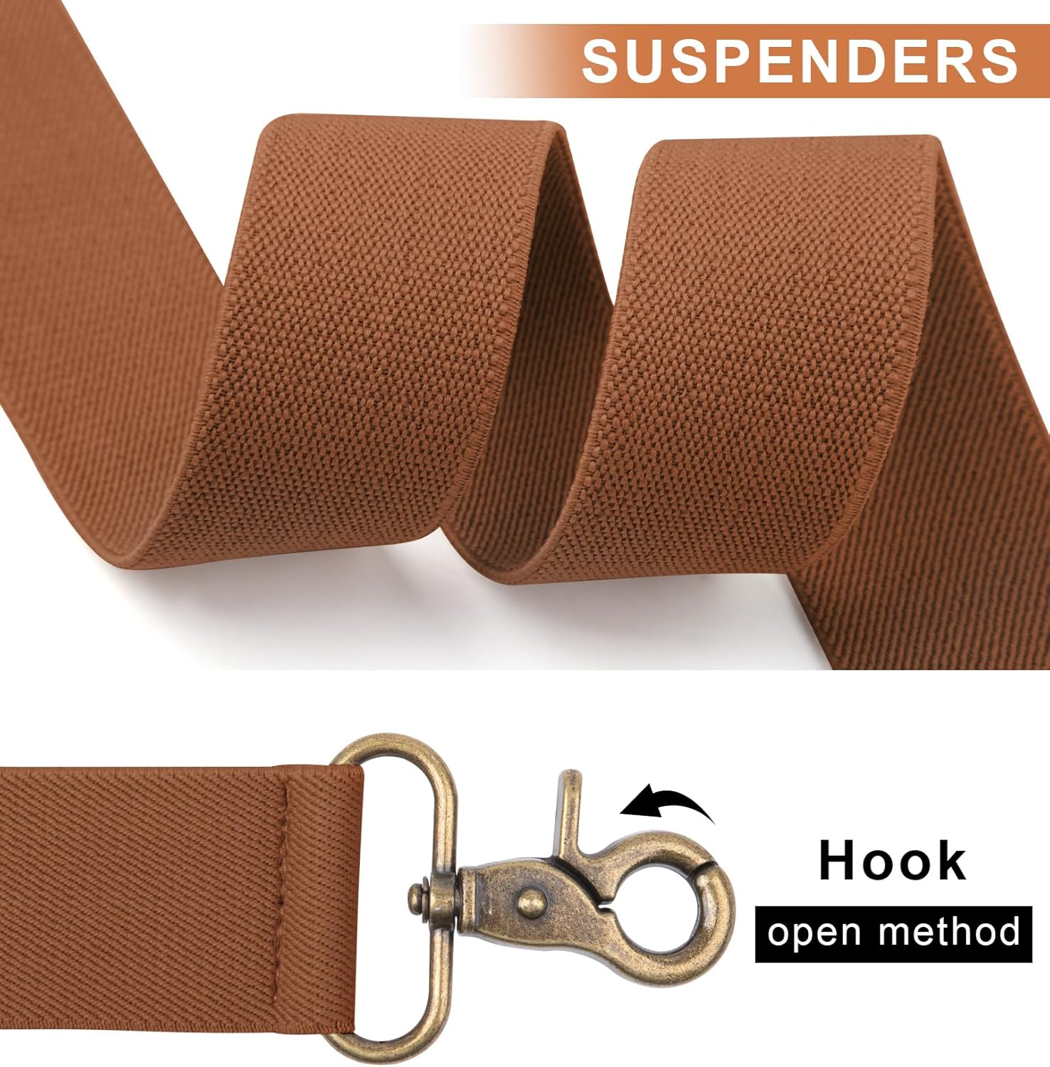 Fasker Suspenders for Men Heavy Duty 1.4 Inch Adjustable Elastic Straps X-Back Mens Suspenders - Image 5