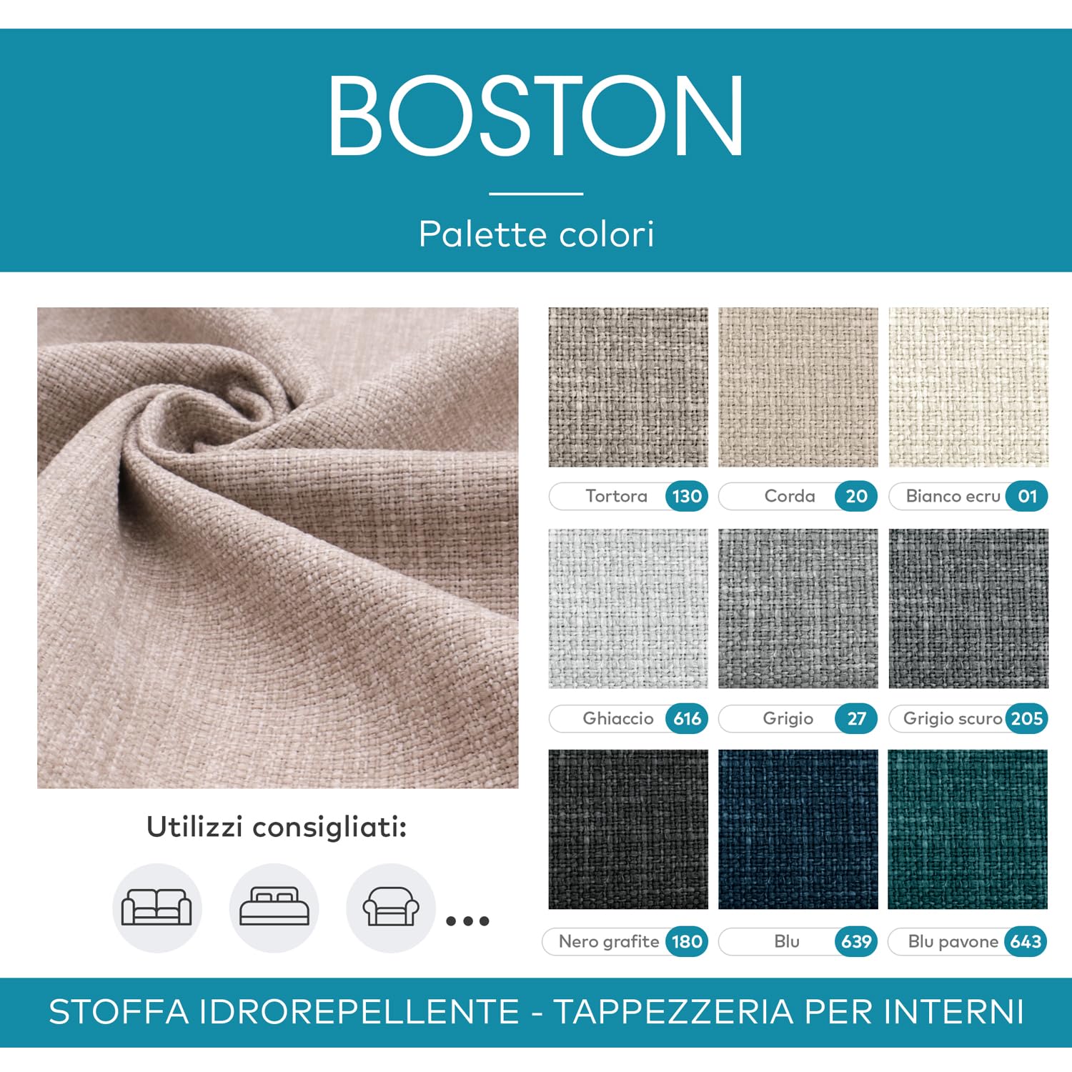 DESHOME Boston 10 Meter Wasserabweisender Stoff Meterware Strapazierfähiger Stoff für Polstermöbel Sofa Kissen Stuhl Dunkelrot