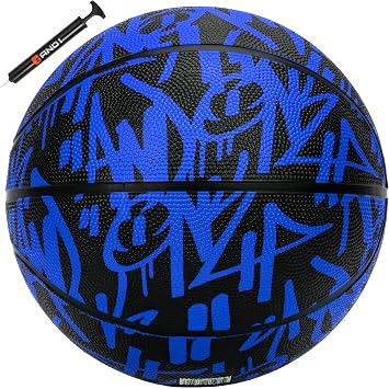 AND1 Fantom Graffiti 27.5 Rubber Basketball Streetball for Indoor and Outdoor Use, Deep Channel Construction and Durability, Includes 10 Pump