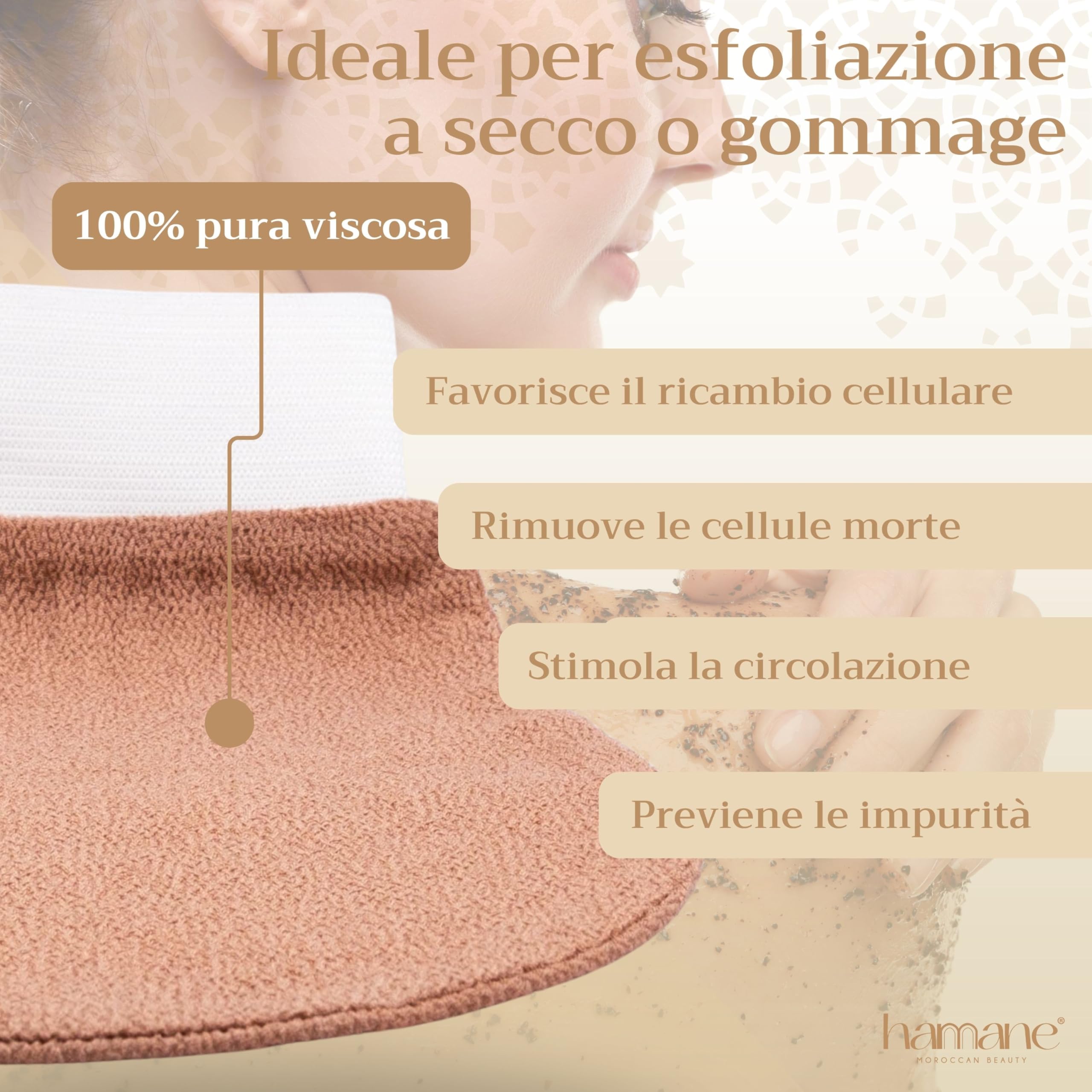 Beauty, Kit Hammam Total Body con Sapone Nero Marocchino (100 g), Guanto Kessa Esfoliante Panna, Olio di Argan (50 ml) e Massaggiatore Cuoio Capelluto, Profumo Gelsomino