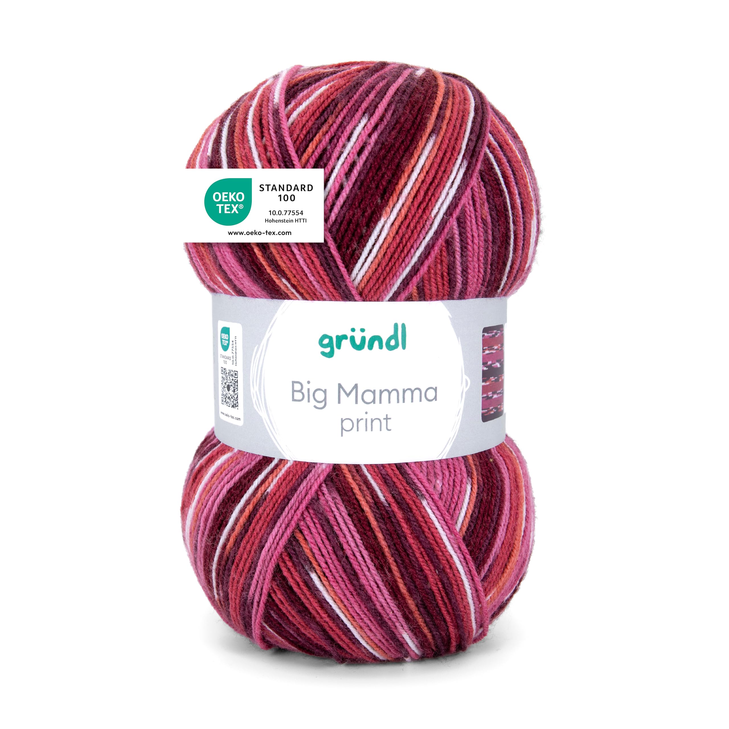Gründl Big Mamma Print Wool 400 g / 1040 m 100% Polyacrylic Hand Knitting Yarn Crochet Yarn Red Mix