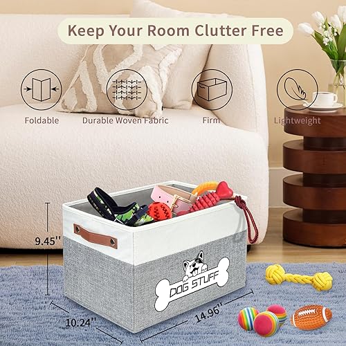 Miniatura 9 de Caja plegable de juguetes para perros, almacenamiento de tela para mascotas, organizador plegable para decoración del hogar con asa, almacenamiento