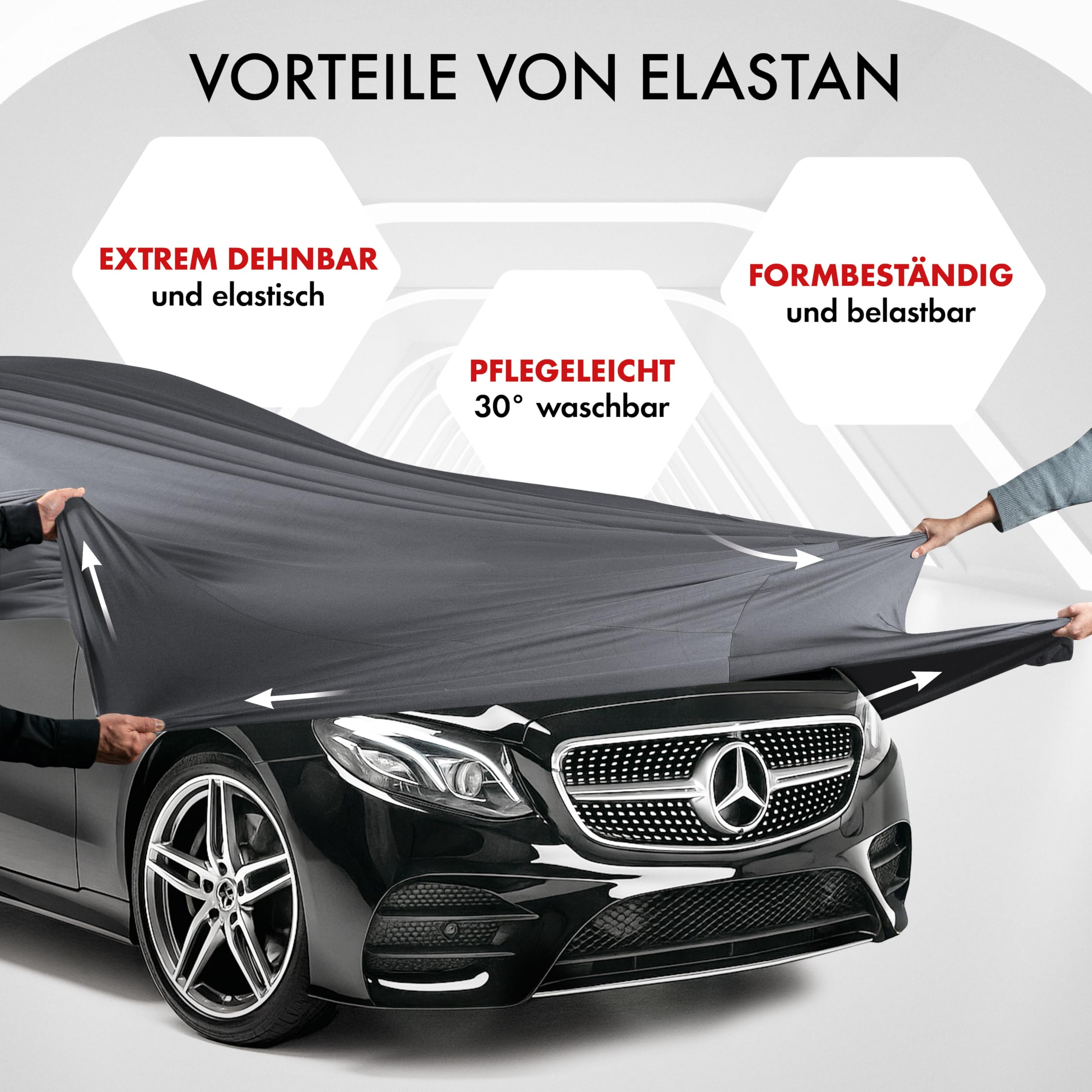WALSER Premium Abdeckung Auto Indoor Stretch Plus Qualitätssieger Sehr Gut* Autoabdeckung Winter Autogarage Abdeckung Autoplane Winter Autogarage Abdeckung Winter Auto Abdeckplane Größe 3 anthrazit