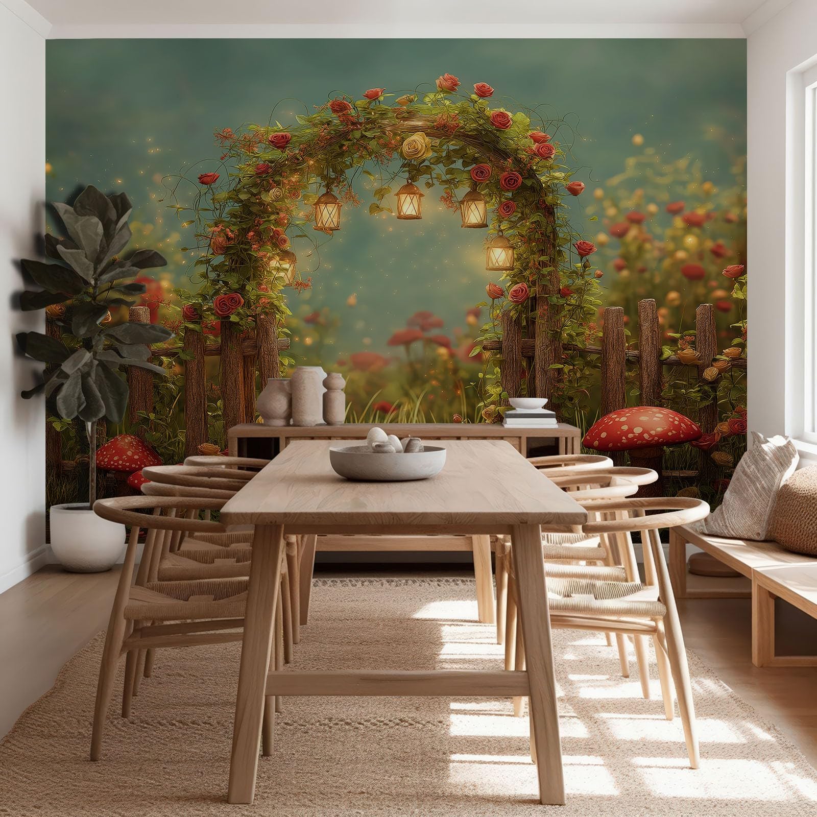 Zjawiskowa fototapeta z motywem rośliny ogrodowej, łuk, 250 x 175 cm, włóknina, wysokiej jakości, mural, ciemnozielony, sypialnia, jadalnia, kuchnia, salon, plakat dekoracyjny