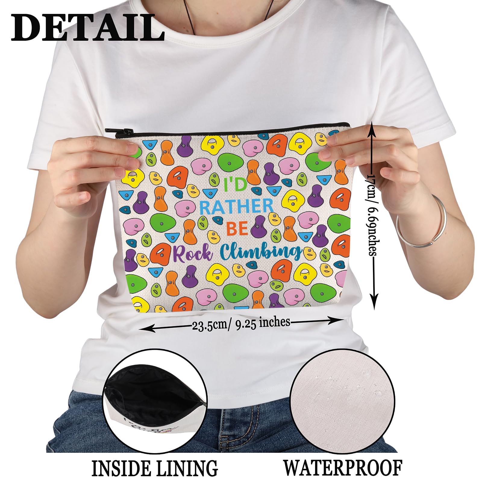 PYOUL Rock Climber Gift I’d Rather Be Rock Climbing Makeup Bag Bouldering Cosmetic Bag Rock Climbing Lover Gift (Be Rock Climbing Bag) - Image 2